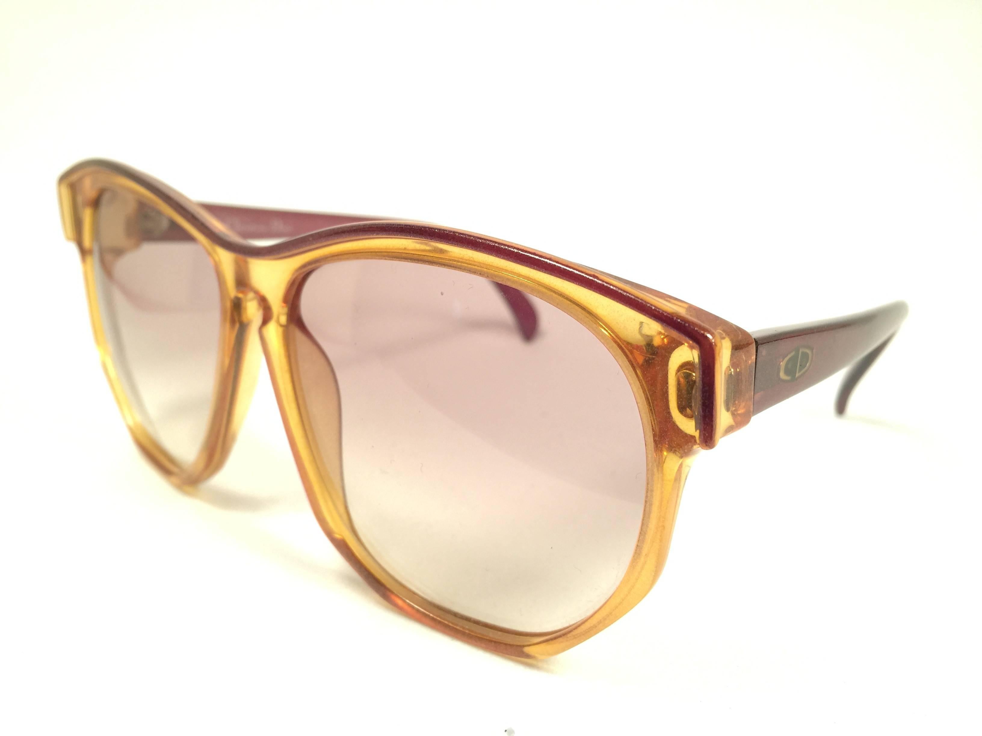 New Vintage Christian Dior 2093 Oversized Amber Optyl 1970 Sunglasses  2