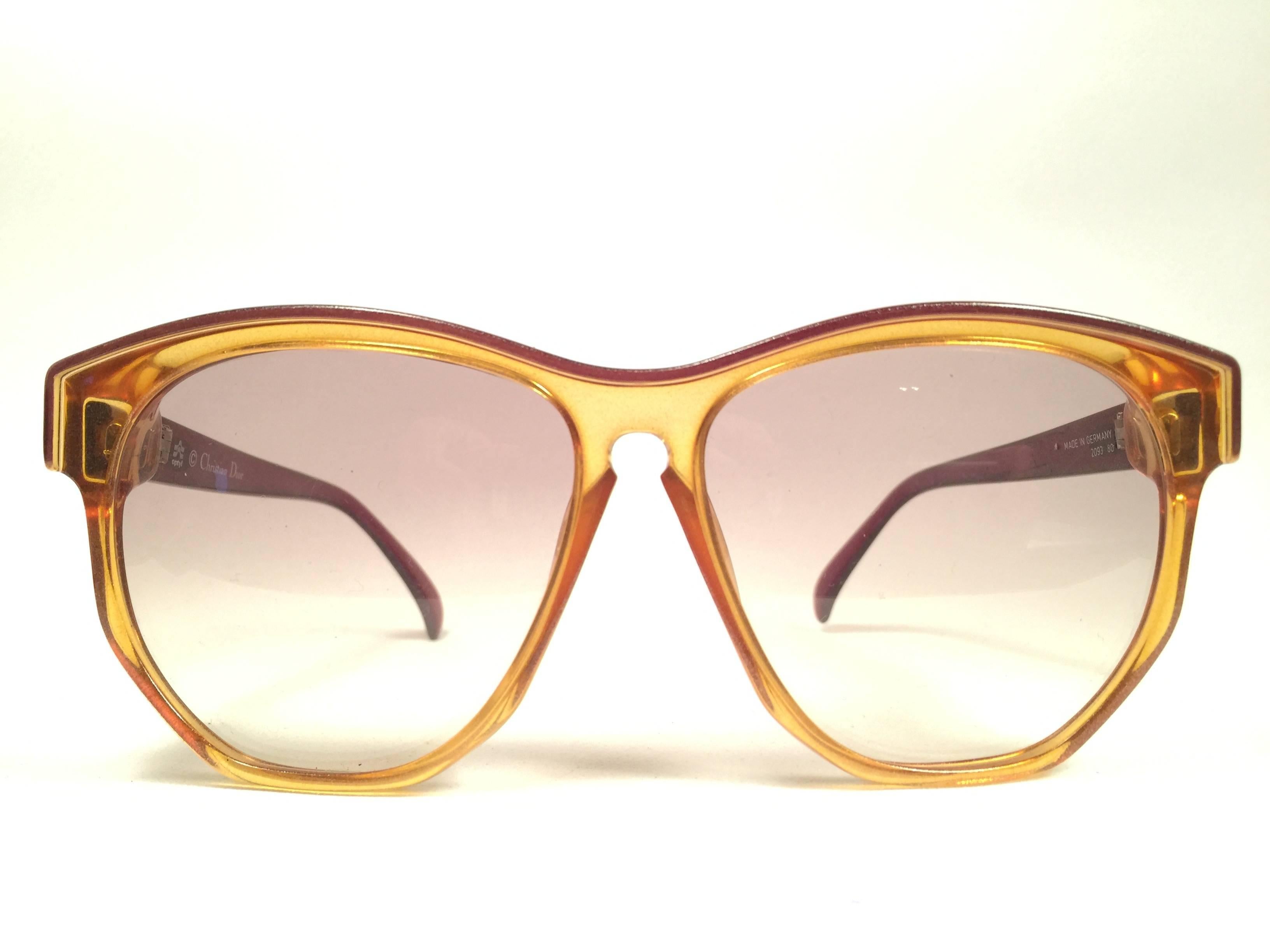 New Vintage Christian Dior 2093 Oversized Amber Optyl 1970 Sunglasses  3