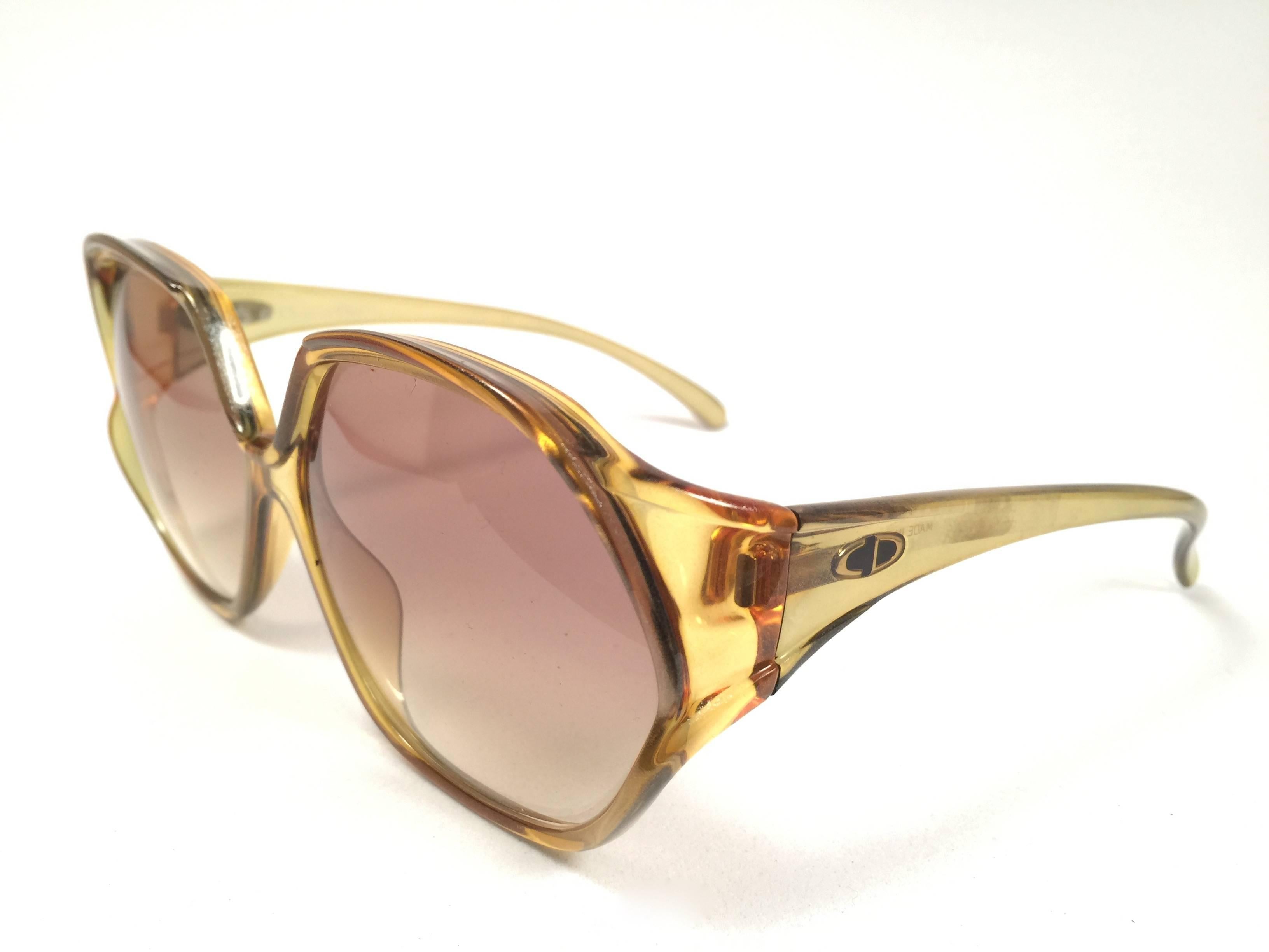 New Vintage Christian Dior 2097 50 Oversized Amber Optyl 1970 Sunglasses  1