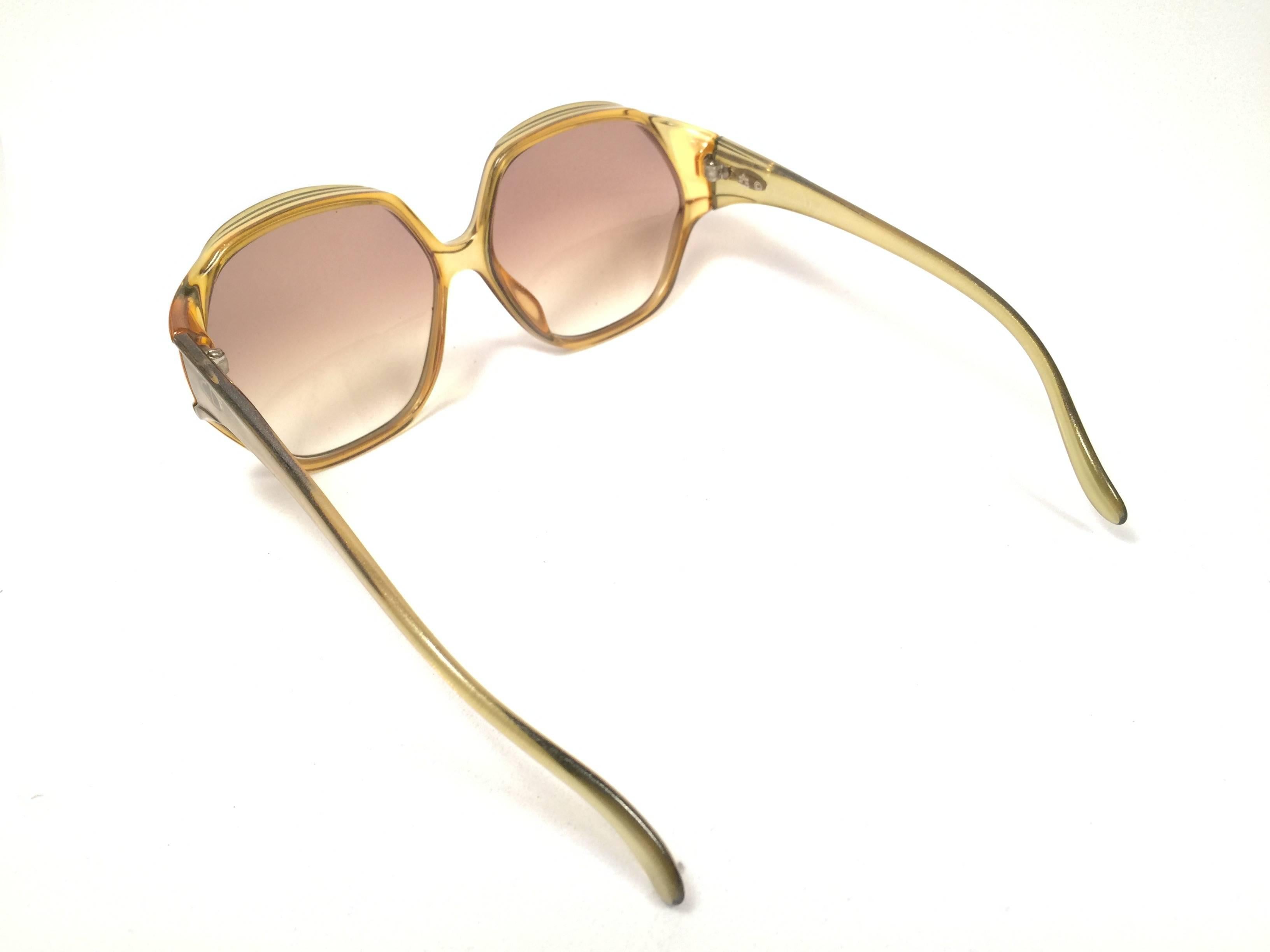 New Vintage Christian Dior 2097 50 Oversized Amber Optyl 1970 Sunglasses  3