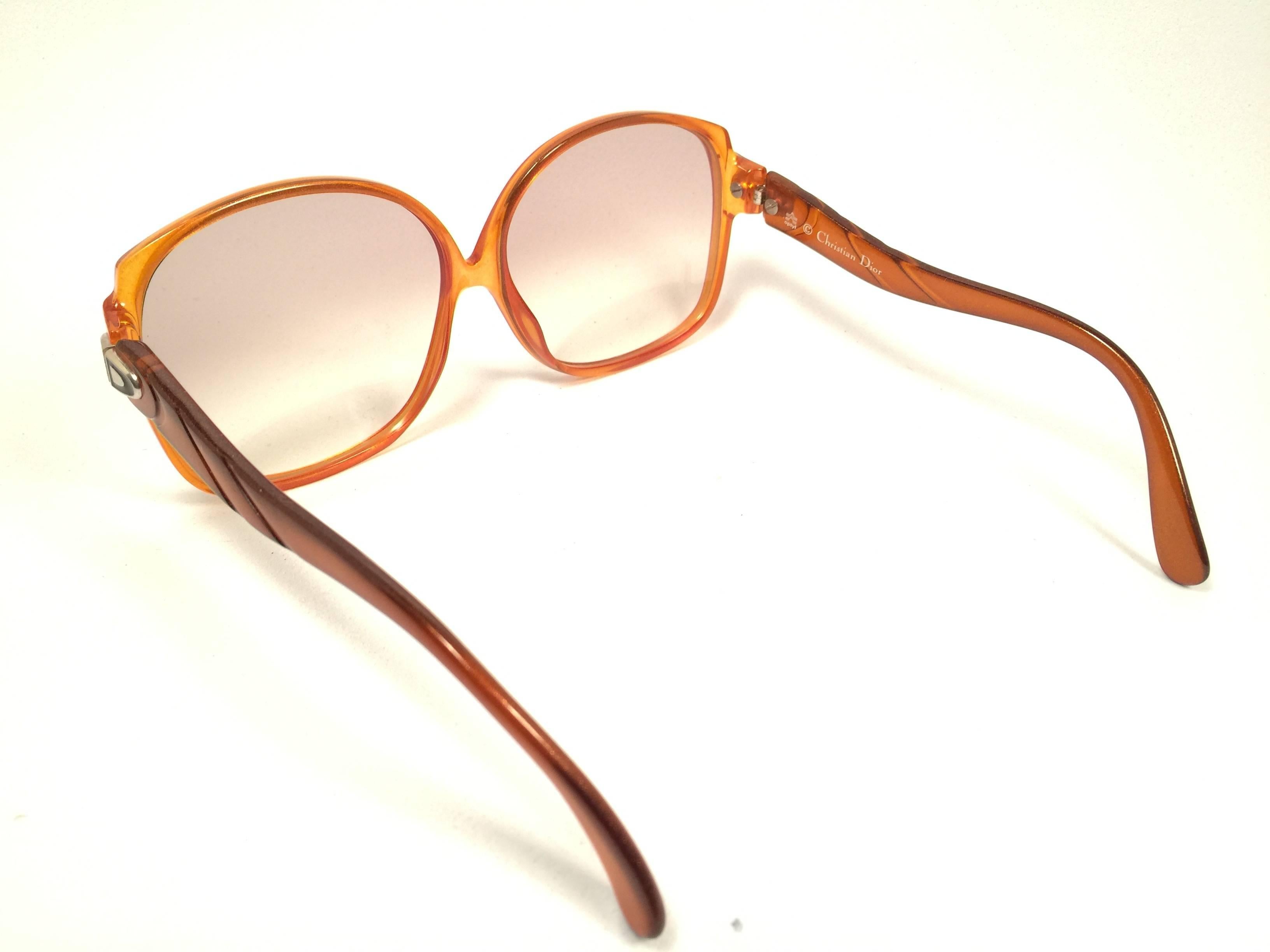 Women's New Vintage Christian Dior 2098 Oversized Amber Optyl 1970 Sunglasses 