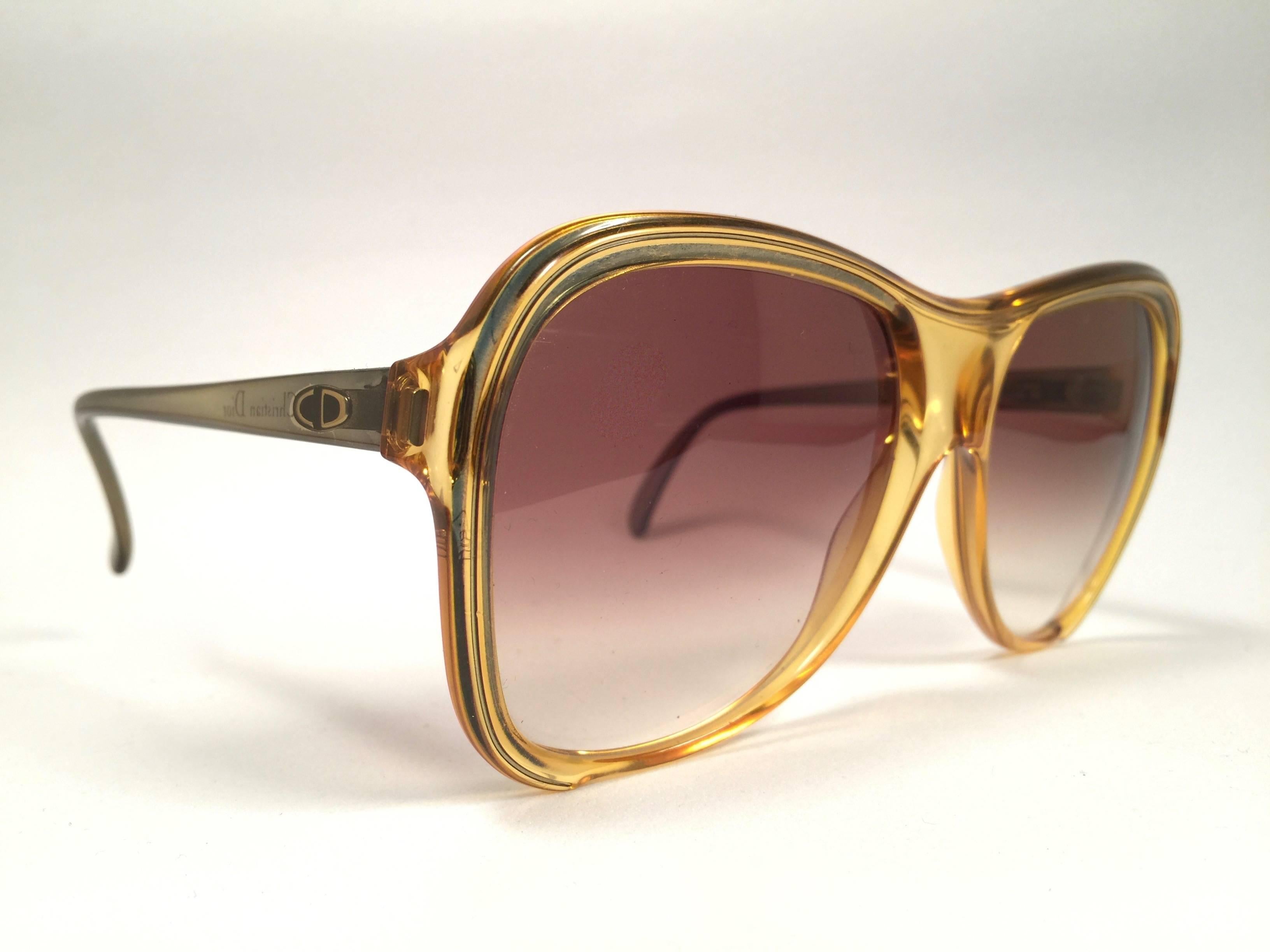 New Vintage Christian Dior 2125 Oversized Translucent Optyl 1980 Sunglasses  In New Condition In Baleares, Baleares