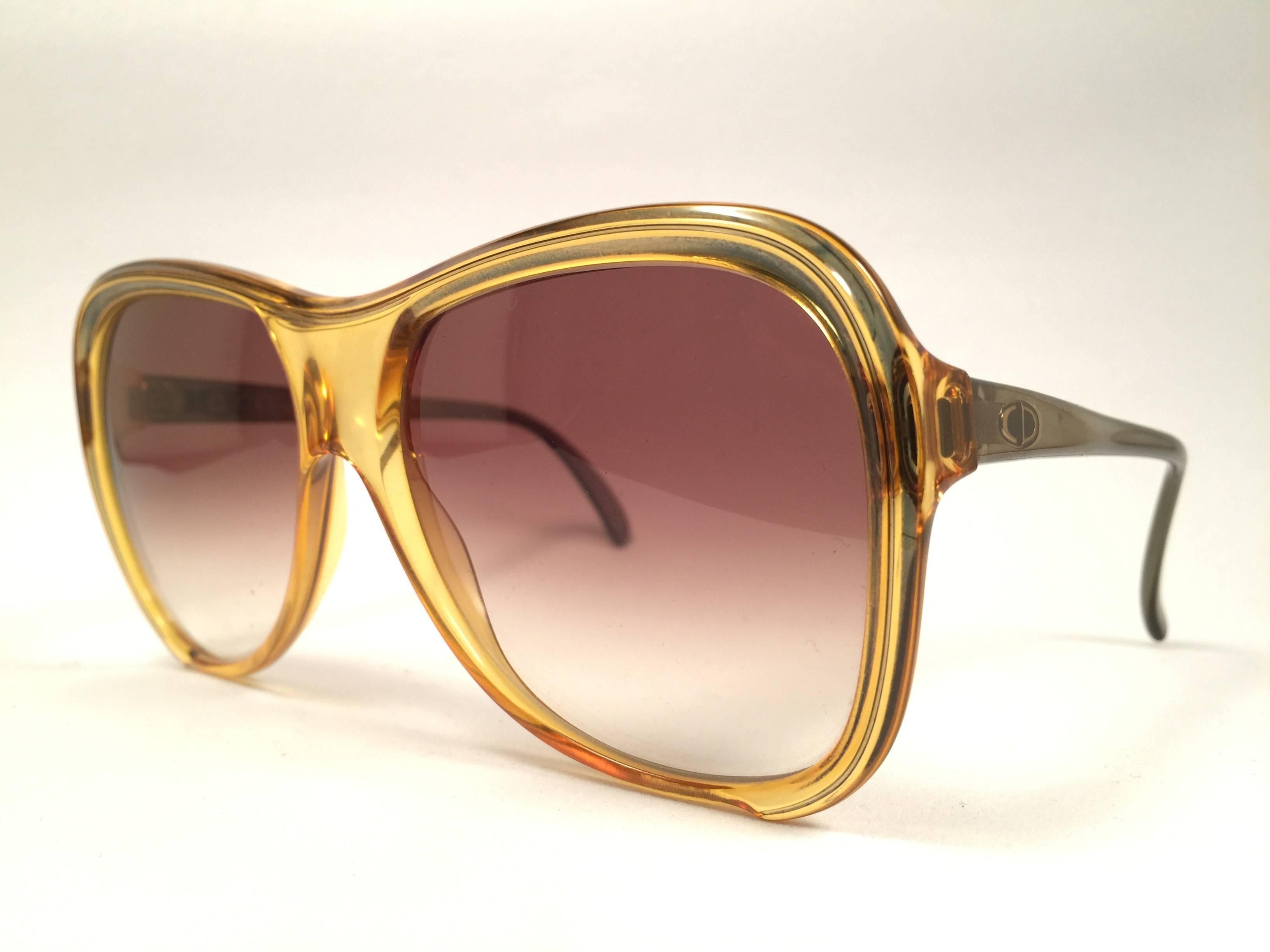 Women's New Vintage Christian Dior 2125 Oversized Translucent Optyl 1980 Sunglasses 