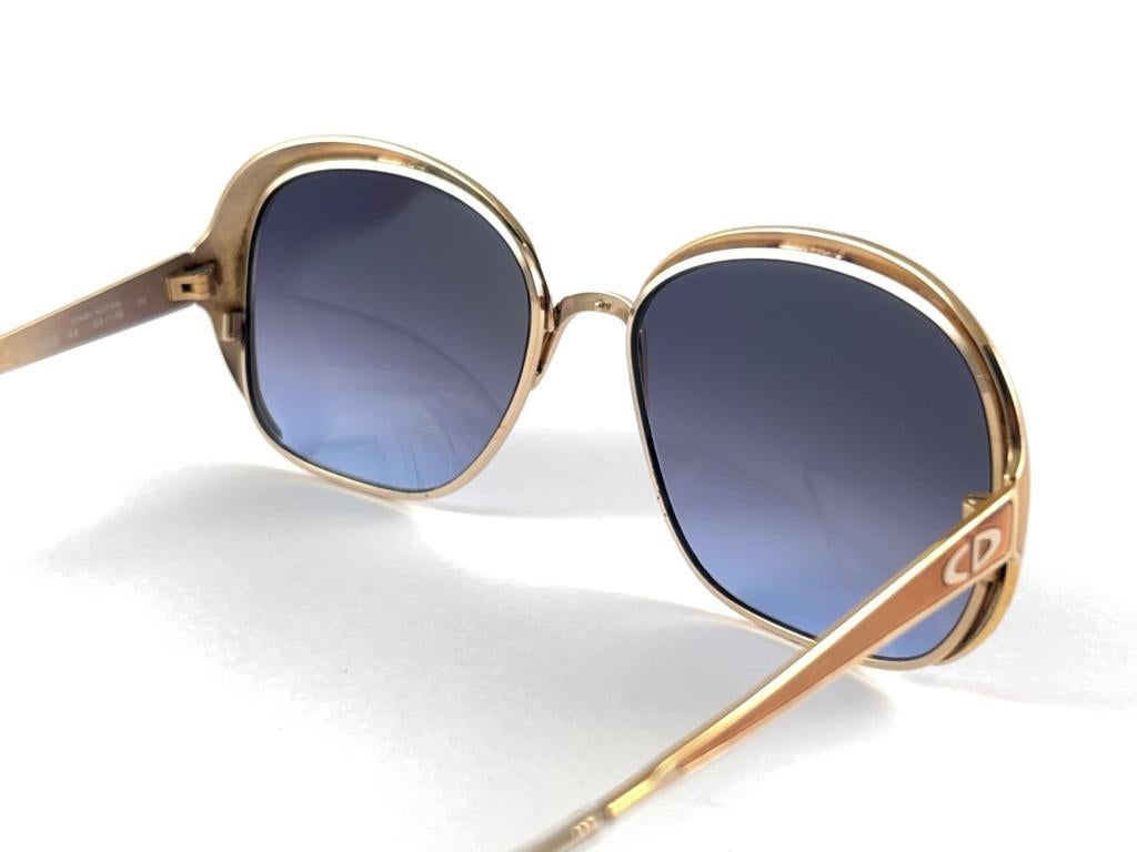 New Vintage Christian Dior 2132 44 Gold & Ochre Sunglasses Made in Austria en vente 6
