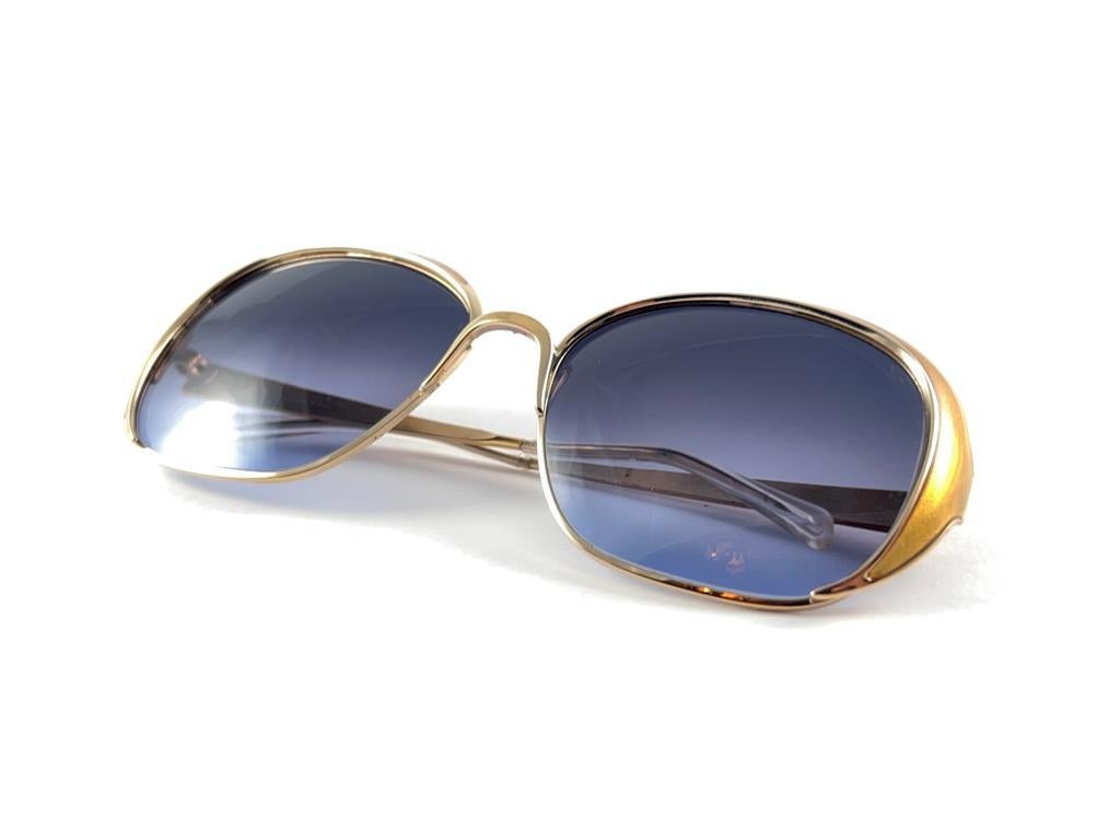 New Vintage Christian Dior 2132 44 Gold & Ochre Sunglasses Made in Austria en vente 8