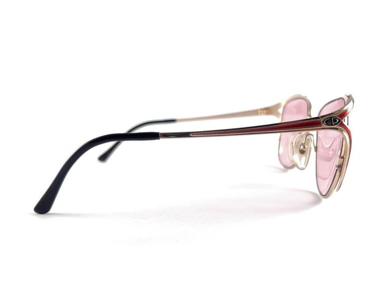 New Vintage Christian Dior 2173 Gold and Red Frame Sunglasses 