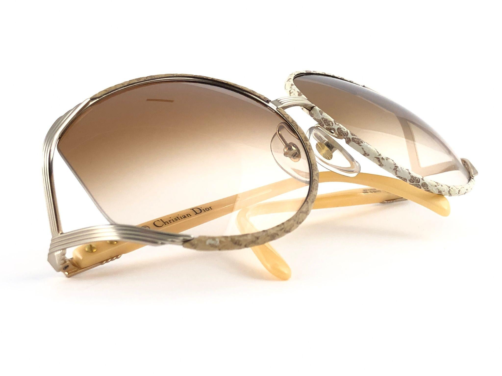 New Vintage Christian Dior 2250 Oversized Python Lined Sunglasses  For Sale 2