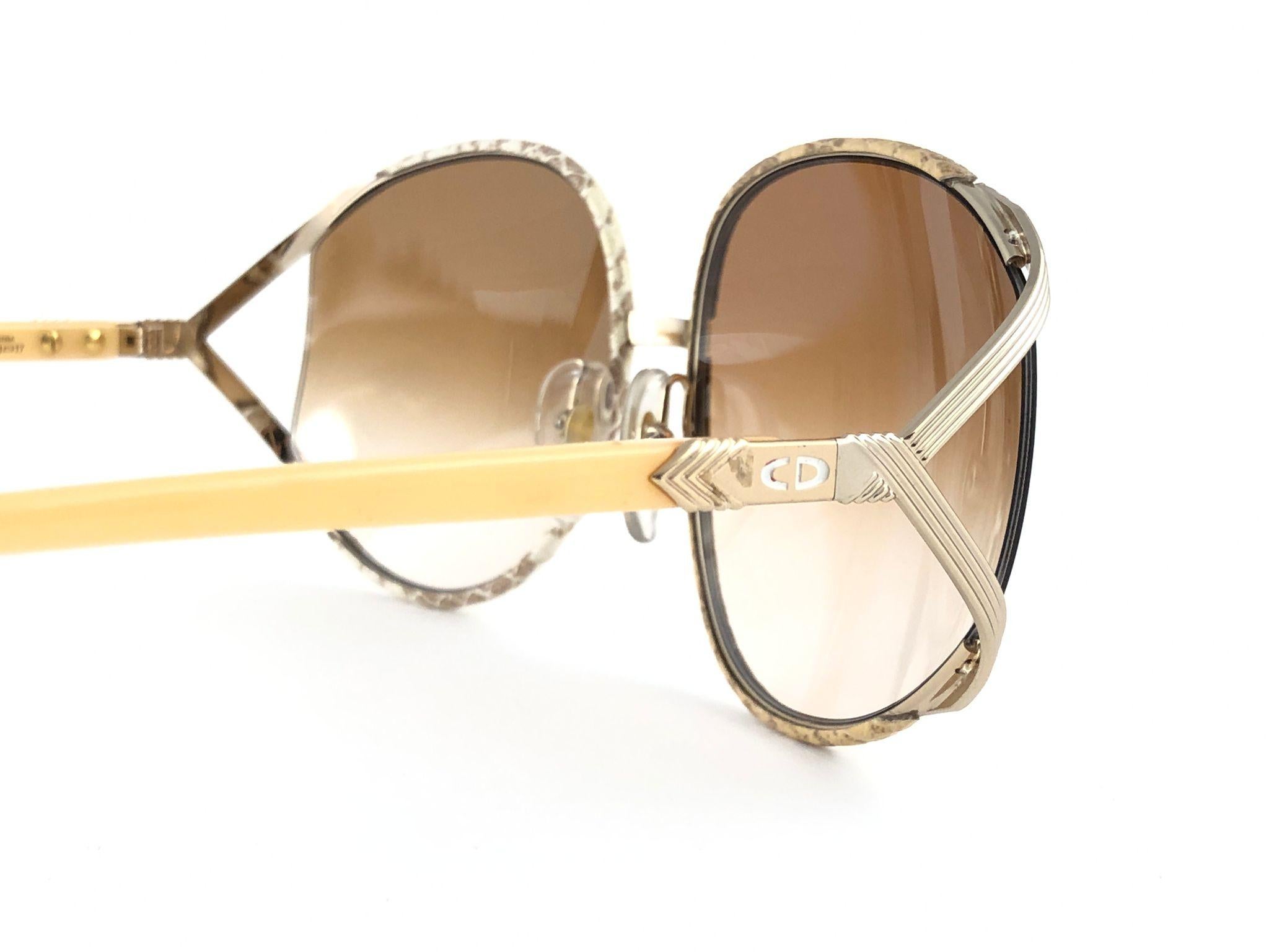 Women's New Vintage Christian Dior 2250 Oversized Python Lined Sunglasses  For Sale