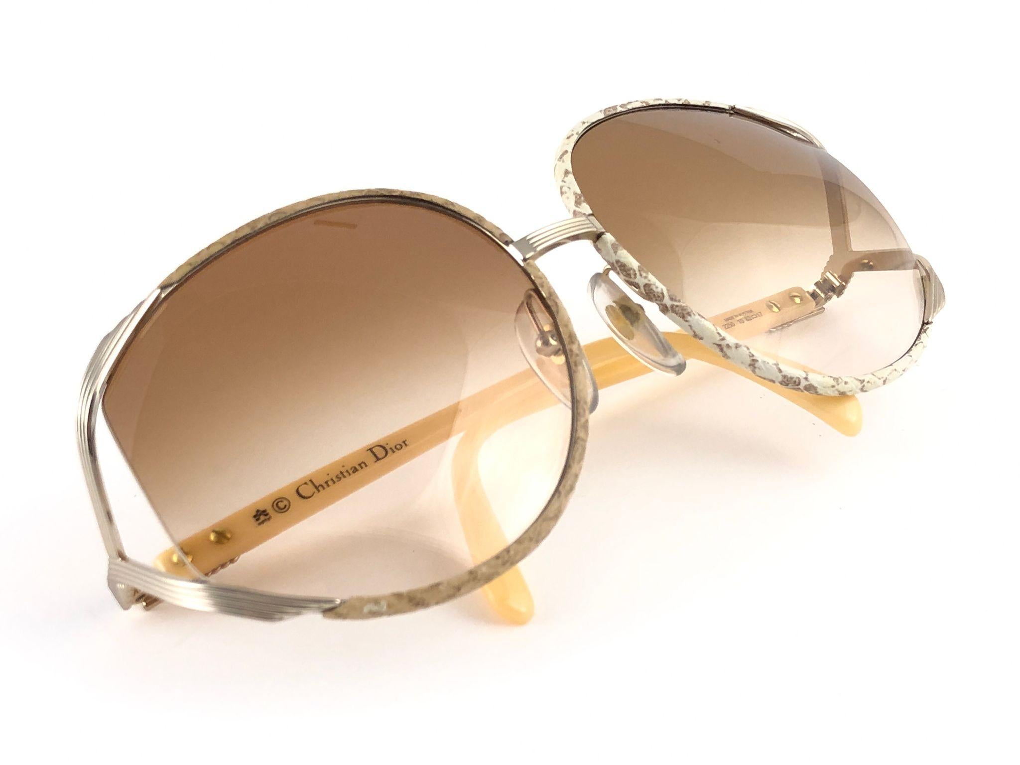 New Vintage Christian Dior 2250 Oversized Python Lined Sunglasses  For Sale 1