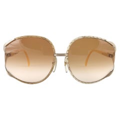 New Vintage Christian Dior 2250 Oversized Python Lined Sunglasses 