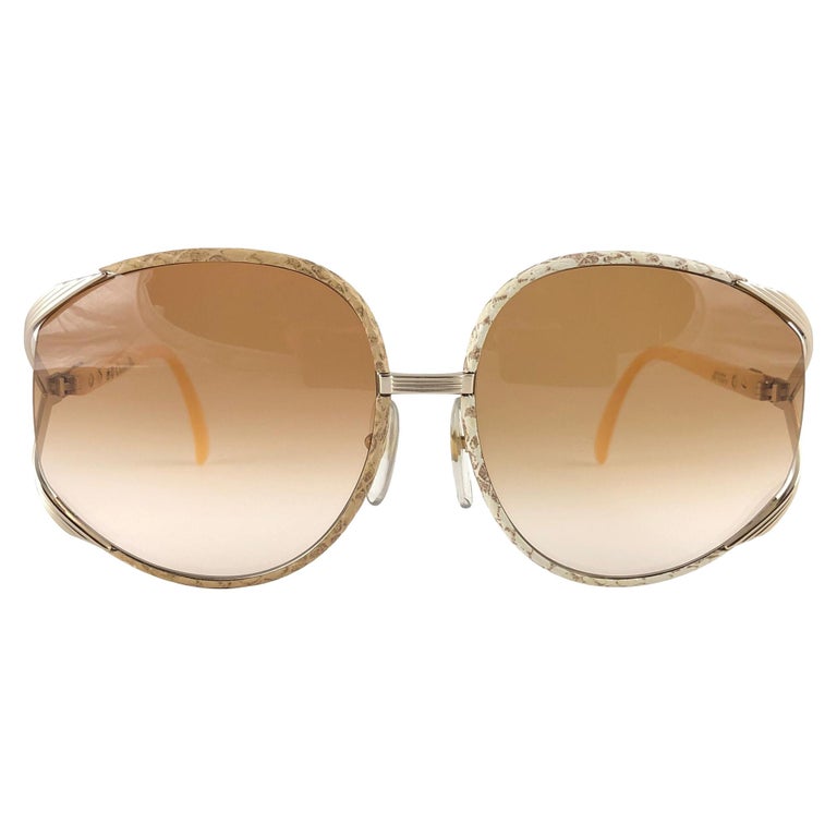 New Vintage Christian Dior 2250 Oversized Python Lined Sunglasses For Sale  at 1stDibs