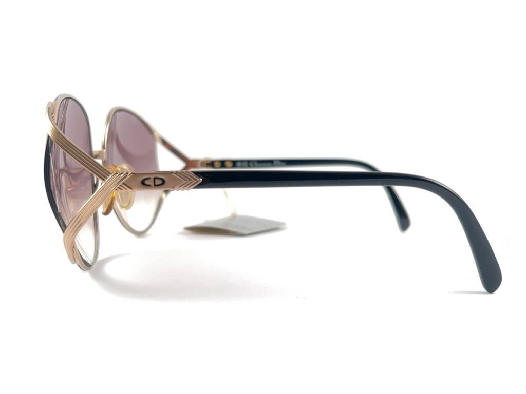 Neu Vintage Christian Dior 2250 übergroße silberne und schwarze Vintage-Sonnenbrille im Angebot 5
