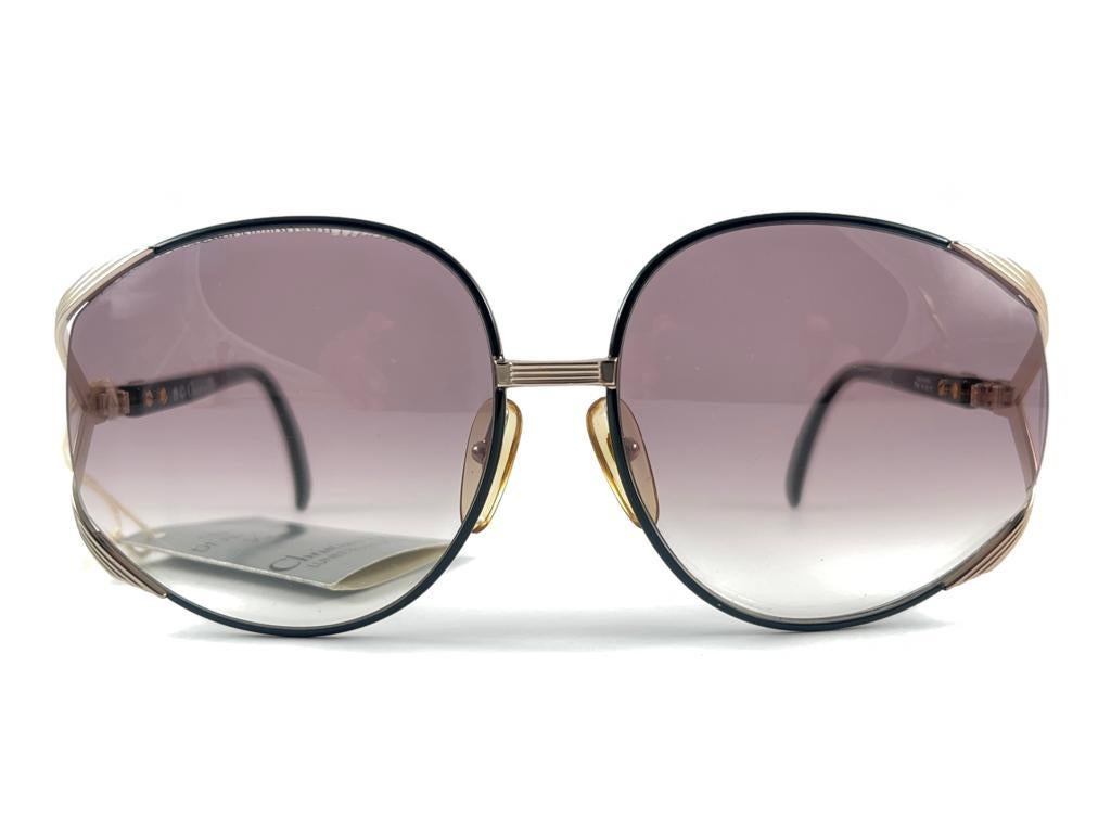 Neu Vintage Christian Dior 2250 übergroße silberne und schwarze Vintage-Sonnenbrille im Angebot 7