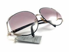New Vintage Christian Dior 2250 Oversized Silver & Black Sunglasses