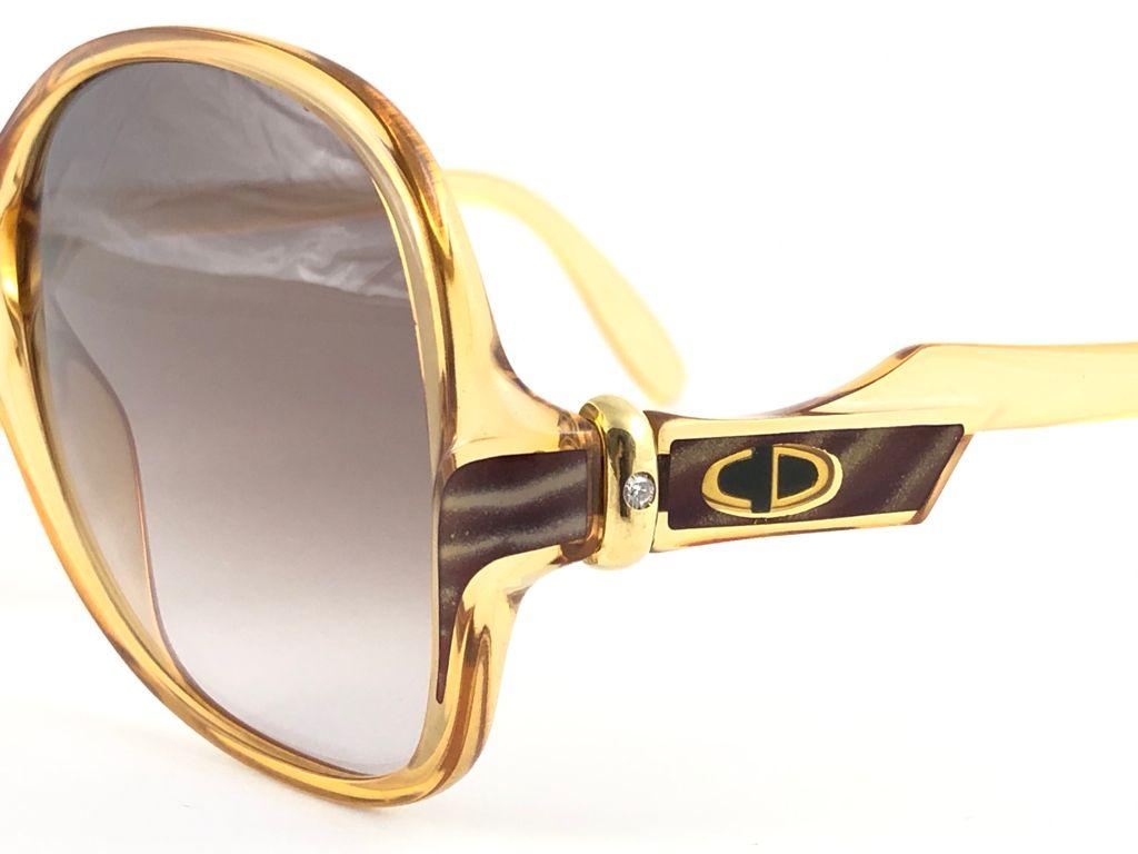 Brown New Vintage Christian Dior 2305 Oversized Brilliants Sunglasses 1970 Austria