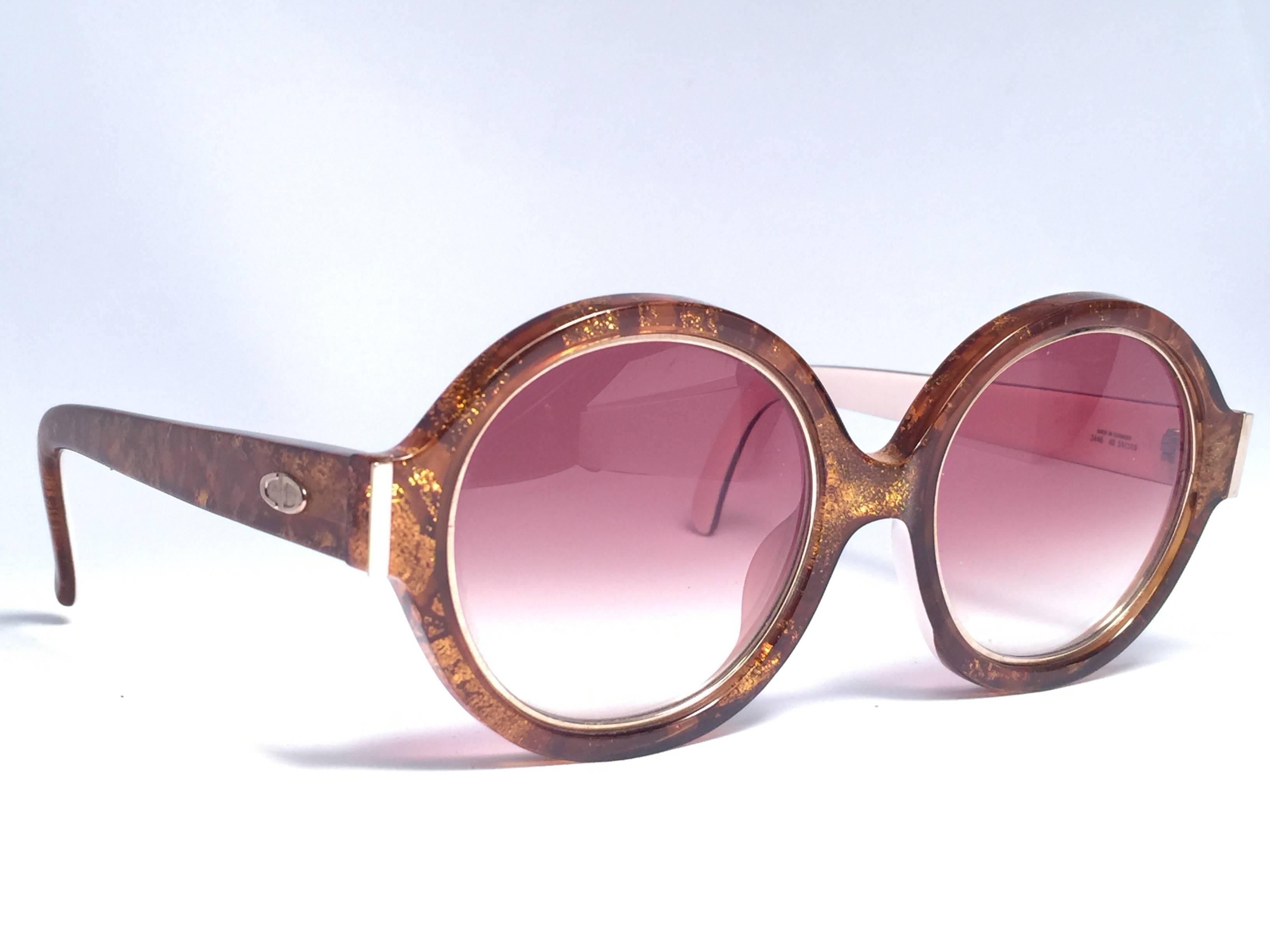 Gray New Vintage Christian Dior 2446 40 Translucent Amber & Gold Optyl Sunglasses