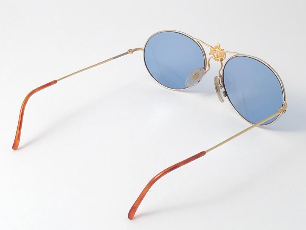 Purple New Vintage Christian Dior 2640 Gold & Silver Baby  Blue 1980´s  Sunglasses For Sale