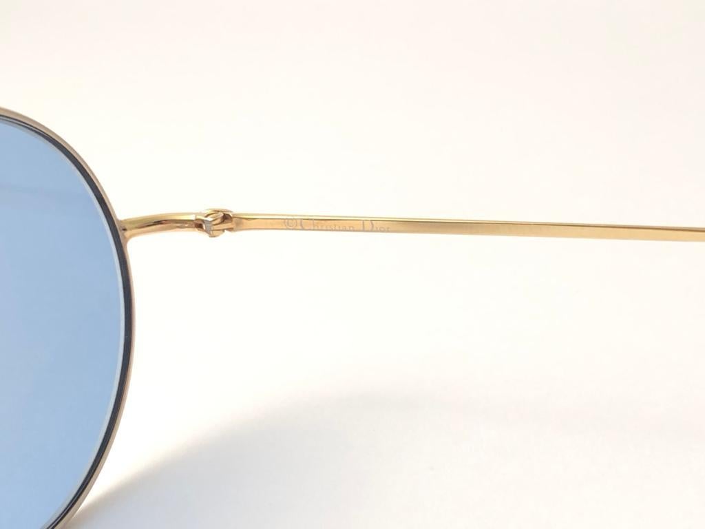 New Vintage Christian Dior 2640 Gold & Silver Baby  Blue 1980´s  Sunglasses For Sale 2