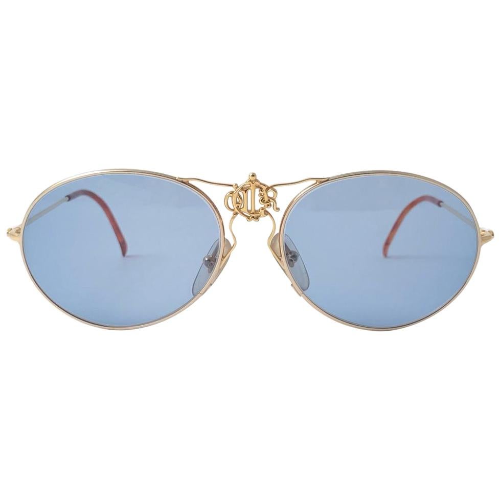 New Vintage Christian Dior 2640 Gold & Silver Baby  Blue 1980´s  Sunglasses For Sale