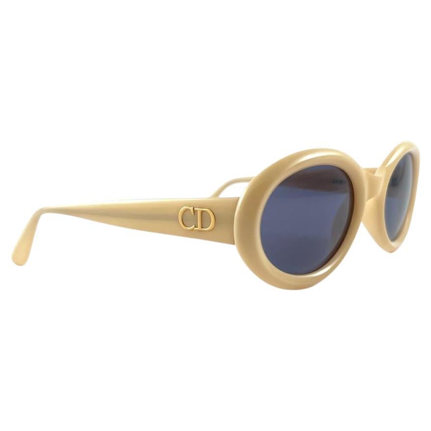 New Vintage Christian Dior 2919 Beige Oval Sunglasses For Sale