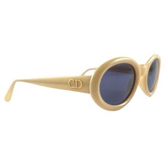 Neu Vintage Christian Dior 2919 Beige Ovale Vintage-Sonnenbrille