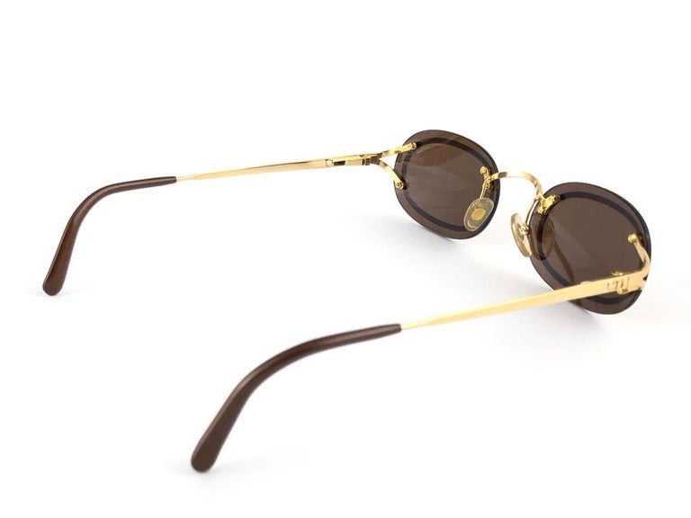 New Vintage Christian Dior 2970 Oval Small Gold Optyl Sunglasses For Sale  at 1stDibs