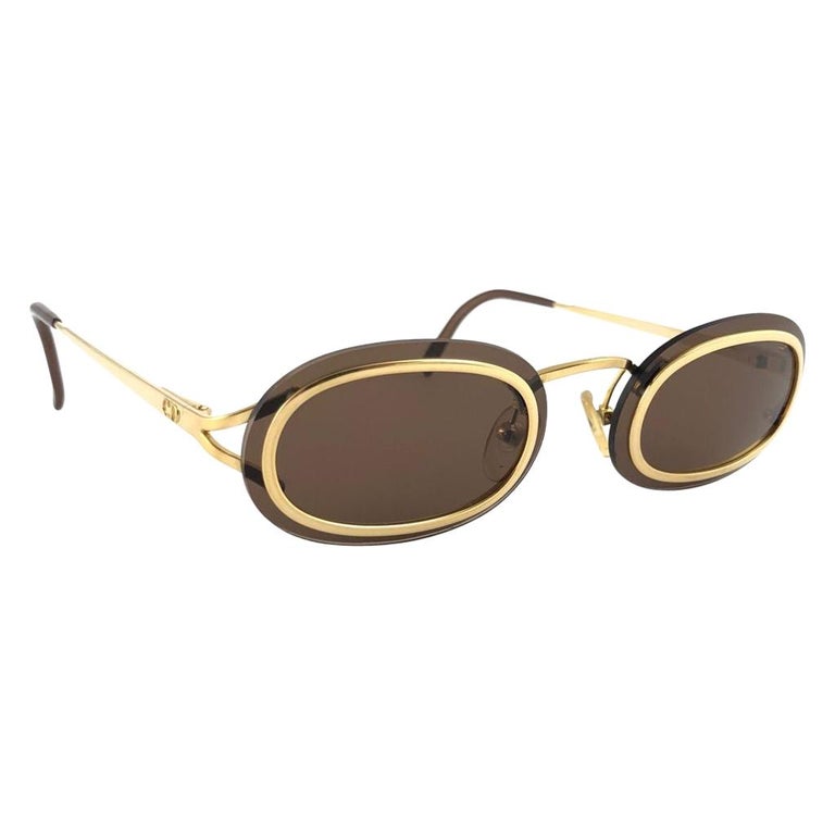 New Vintage Christian Dior 2970 Oval Small Gold Optyl Sunglasses