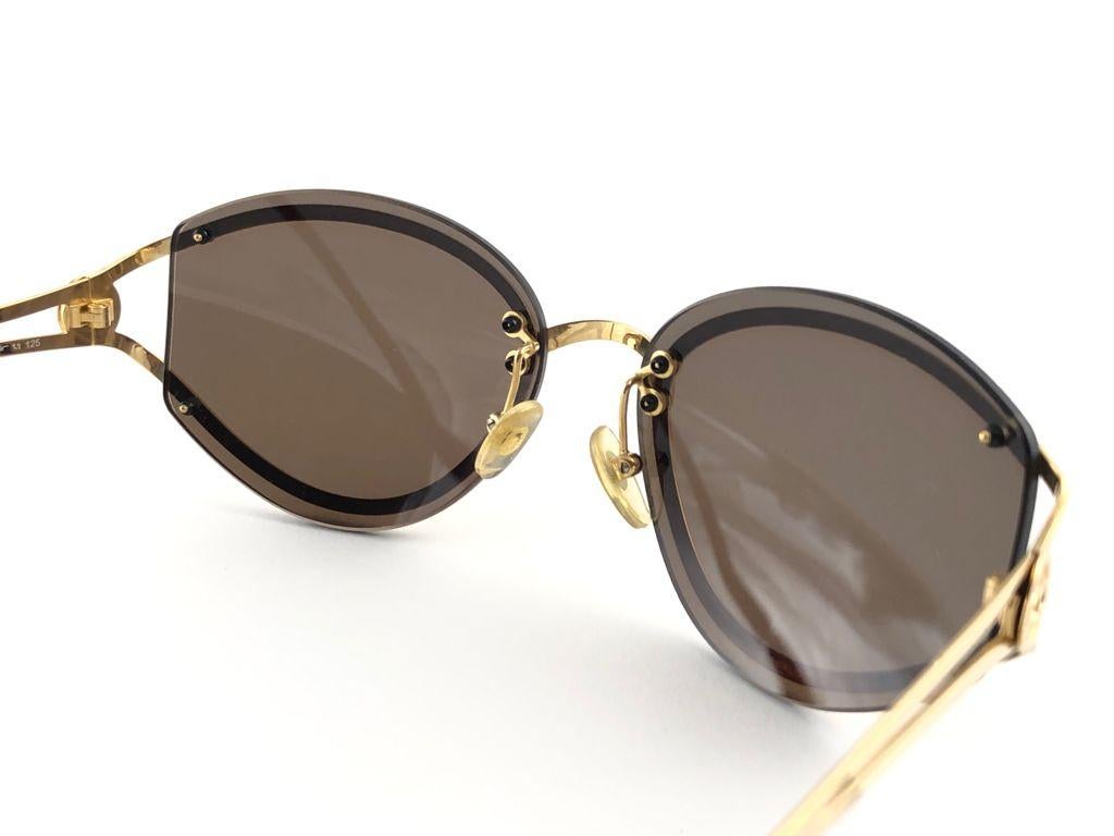Women's or Men's New Vintage Christian Dior Brown & Gold Optyl Made in Austria Sunglasses For Sale