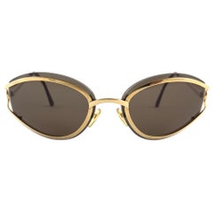 Christian Dior - Lunettes de soleil vintage en optyl marron et or, fabriquées en Autriche, état neuf