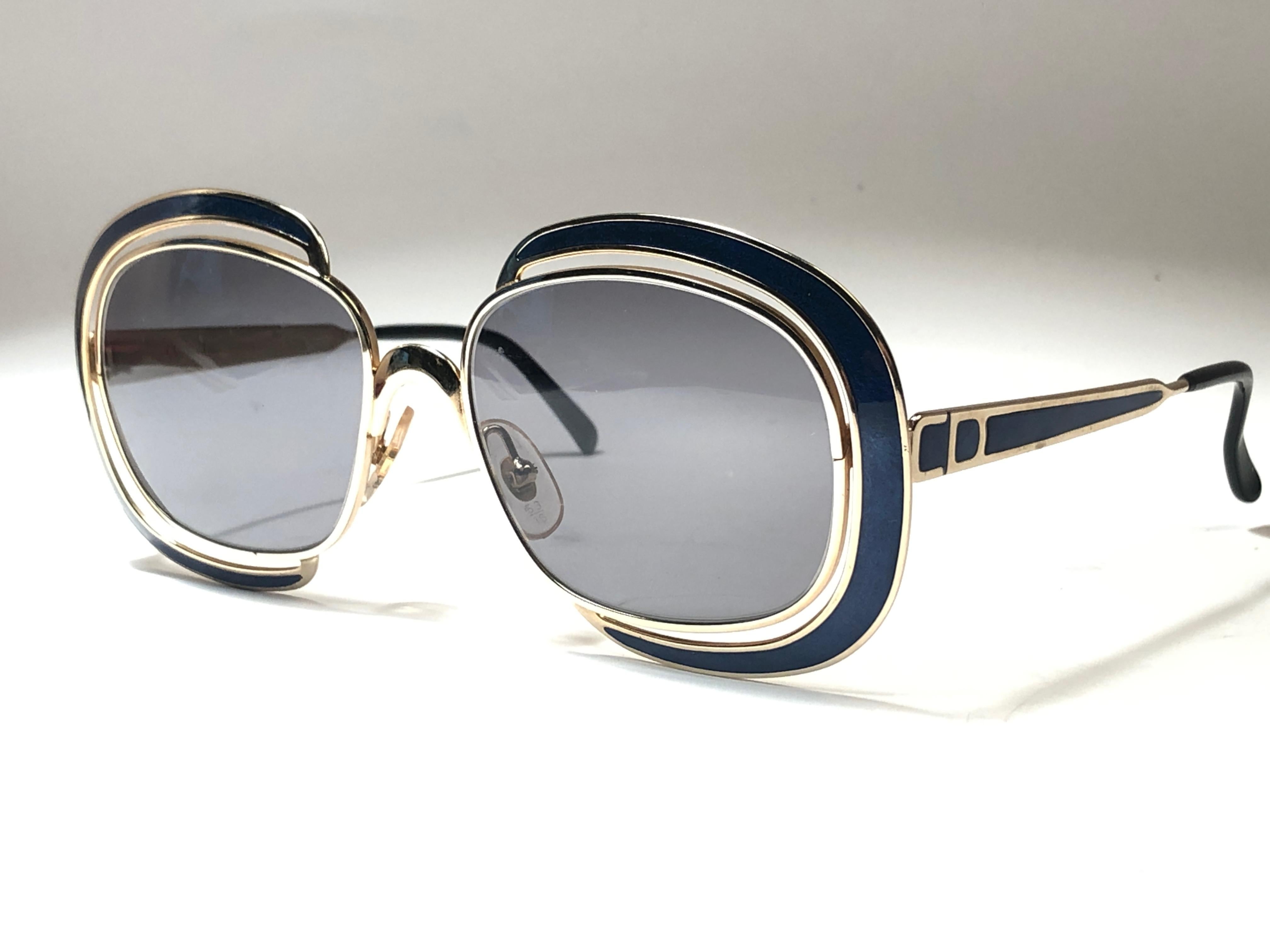 New Vintage Christian Dior Enamel Gold & Blue Sunglasses Austria (Grau)