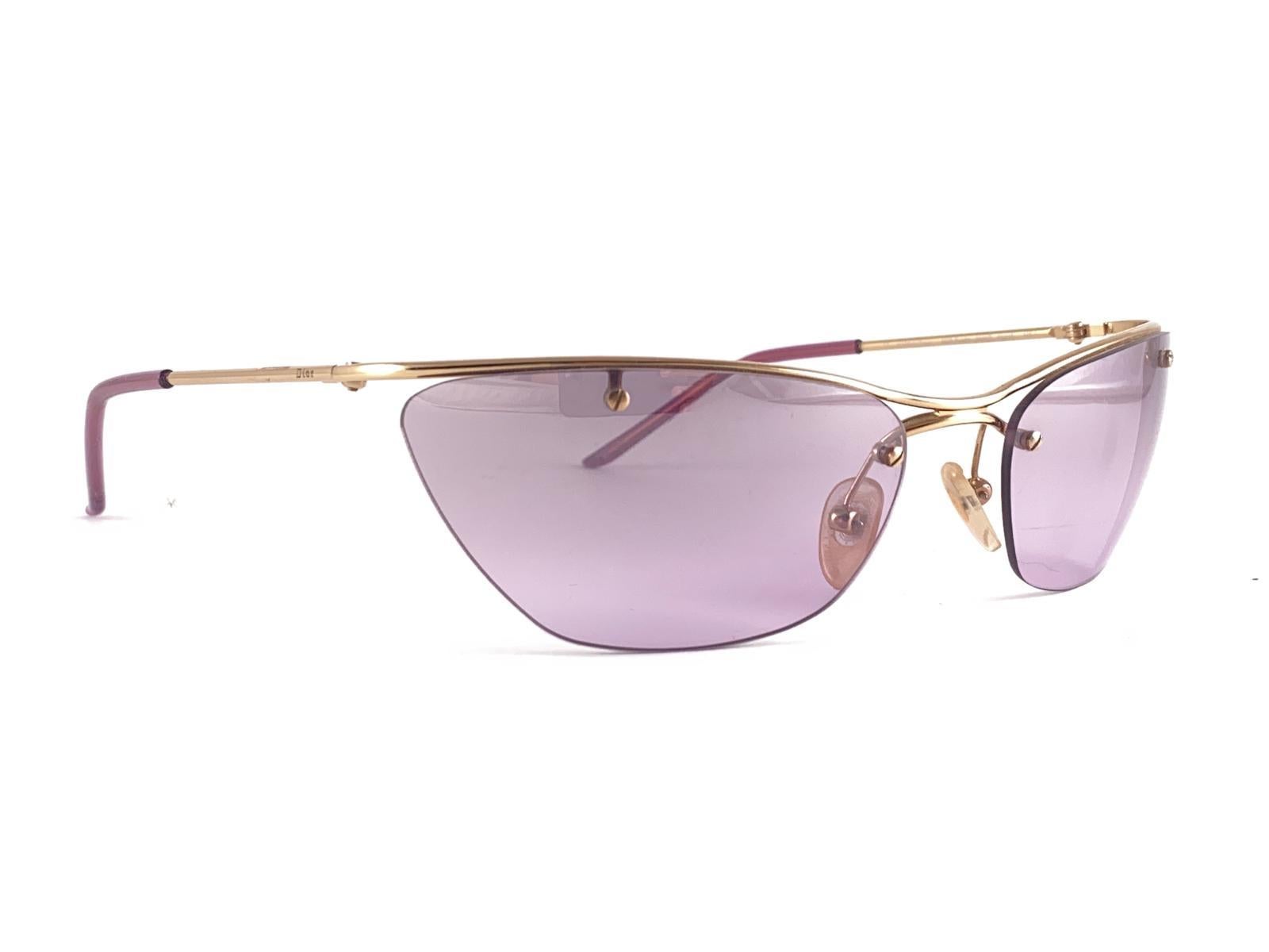 Gris New Vintage Christian Dior Flash Gold Y2K Made in Austria Lunettes de soleil en vente