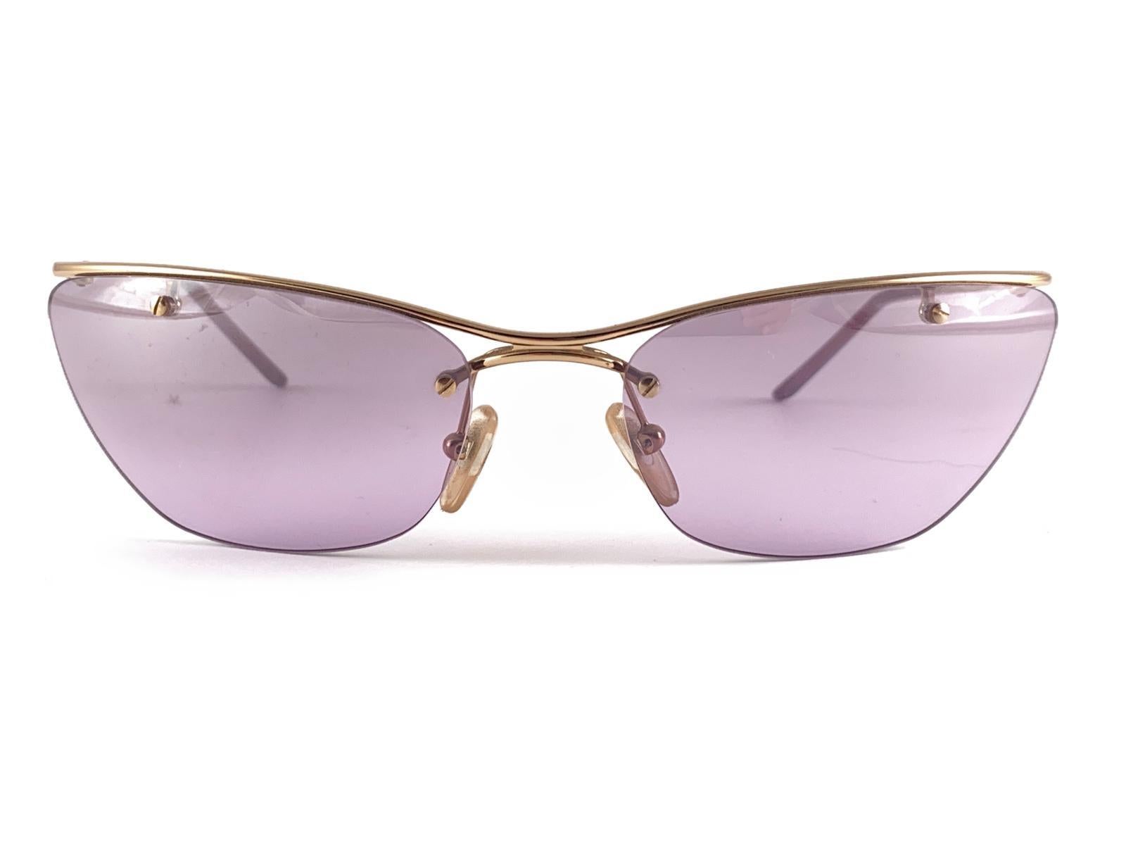New Vintage Christian Dior Flash Gold Y2K Made in Austria Lunettes de soleil Unisexe en vente