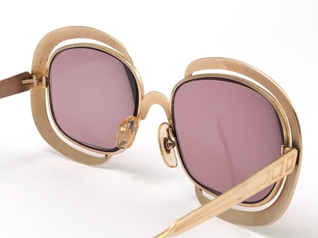 Brown New Vintage Christian Dior Gold & Beige Sunglasses Made in Austria