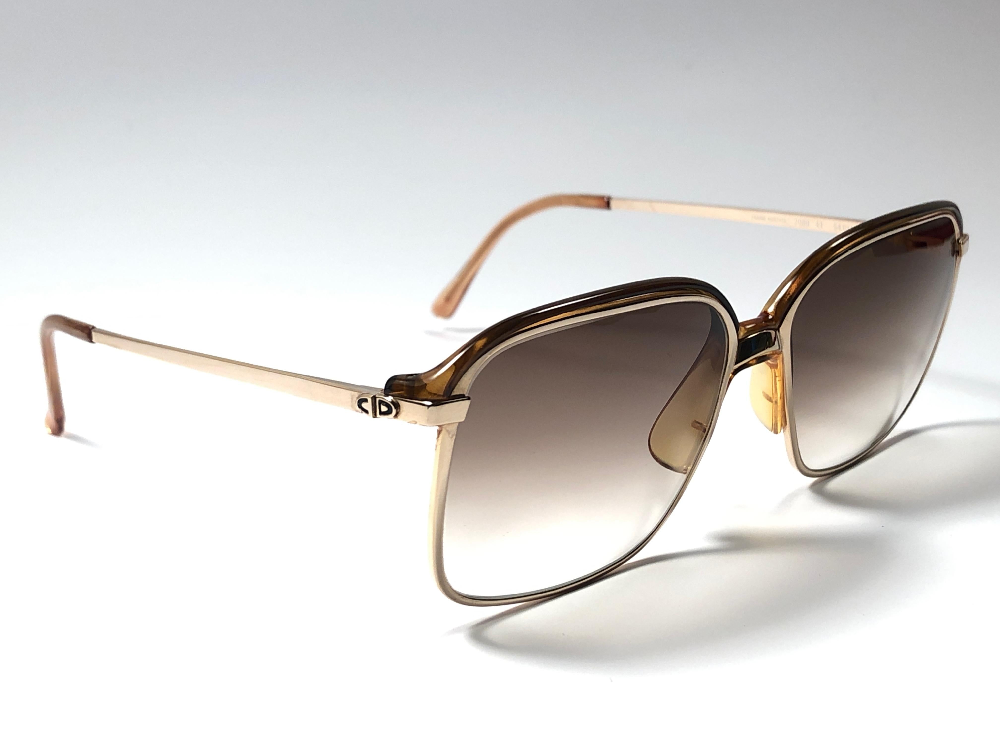 New Vintage Christian Dior Monsieur 2089 Gold Amber Sunglasses 1970's Austria In New Condition In Baleares, Baleares