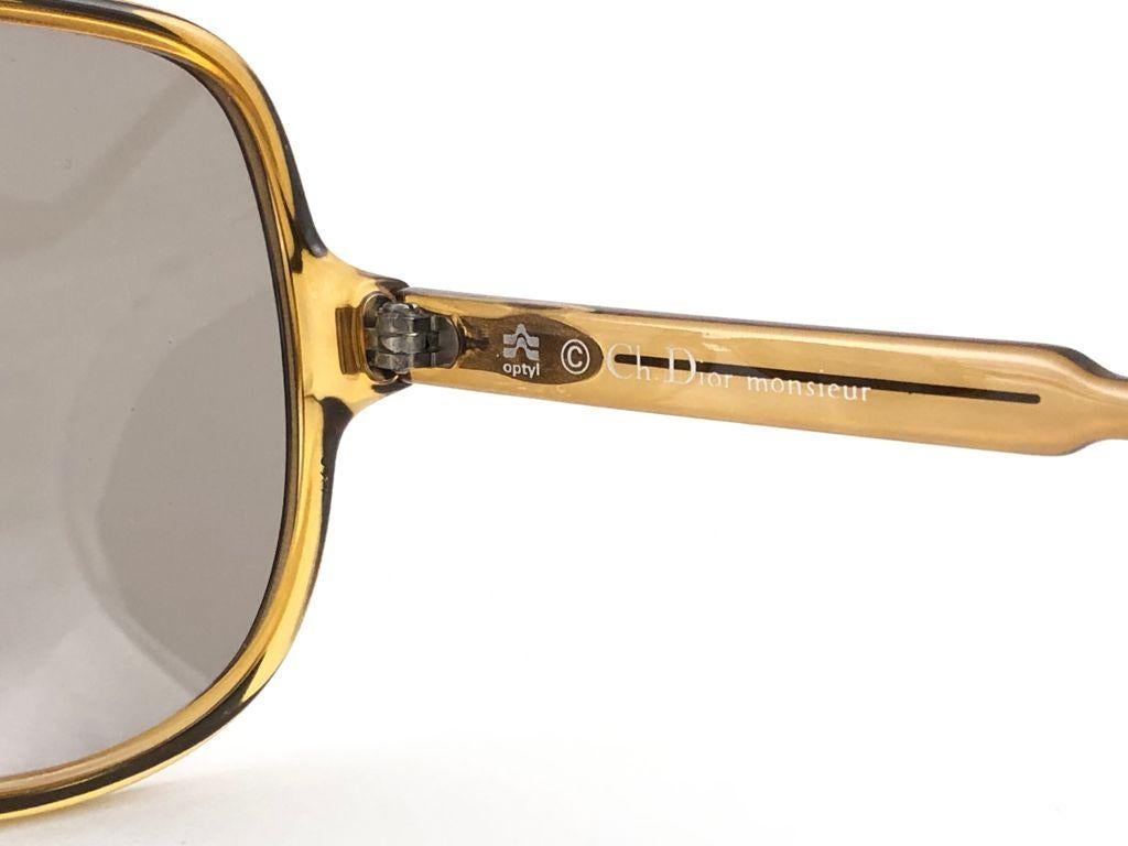 New Vintage Christian Dior Monsieur 2091  Oversized Gold Amber Sunglasses 1970  For Sale 2