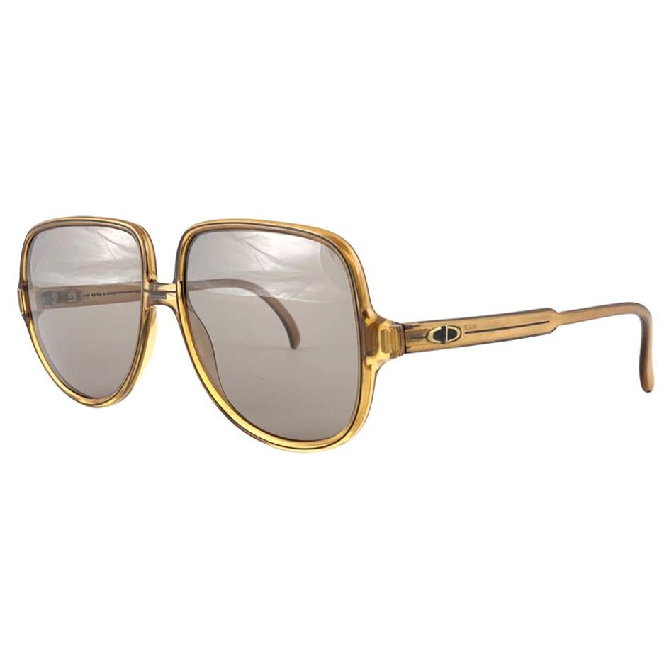New Vintage Christian Dior Monsieur 2091  Oversized Gold Amber Sunglasses 1970 