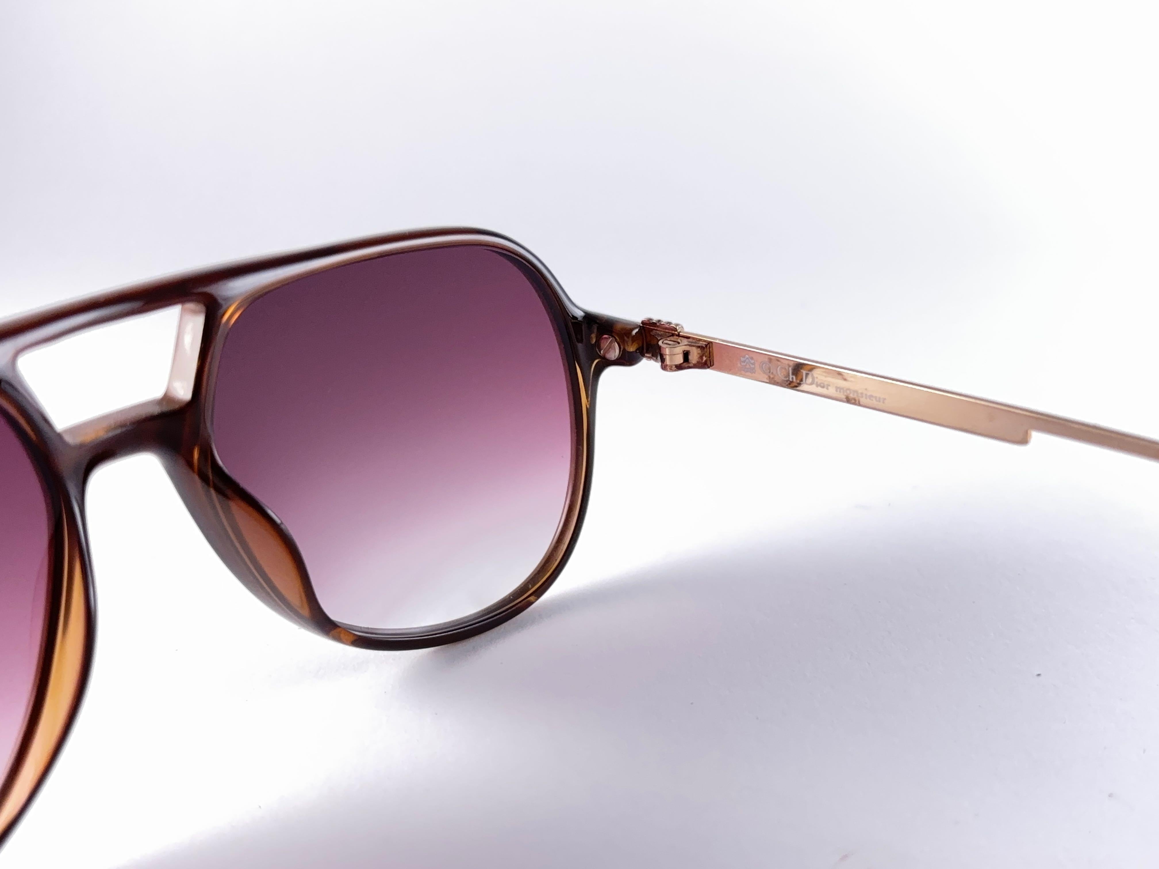 New Vintage Christian Dior Monsieur 2301 Lunettes de soleil Brown 1970's Neuf - En vente à Baleares, Baleares