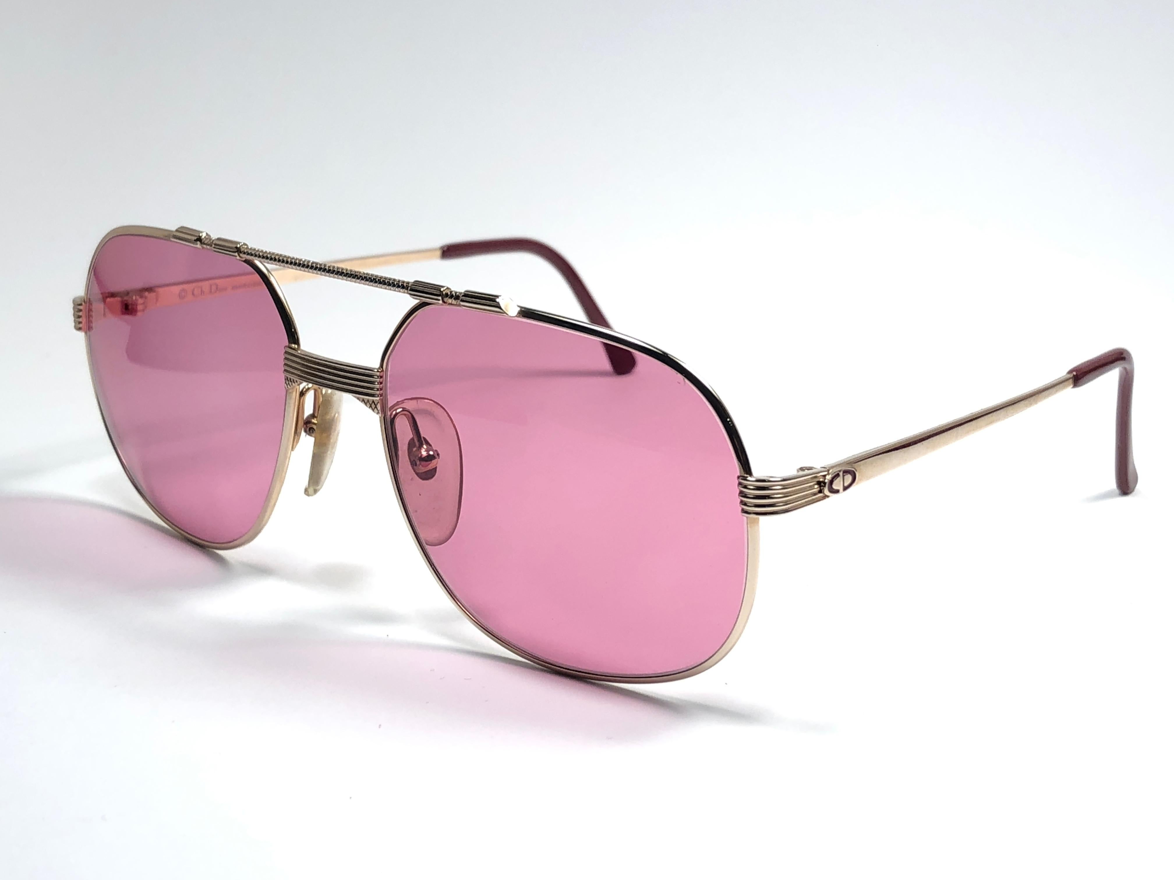 New Vintage Christian Dior Monsieur 2487 Gold Rose Sunglasses 1970's Austria In New Condition In Baleares, Baleares