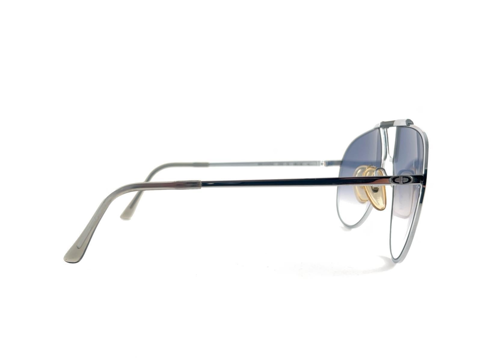 Men's New Vintage Christian Dior Monsieur Aviator Silver Frame  Sunglasses 80s Austria For Sale