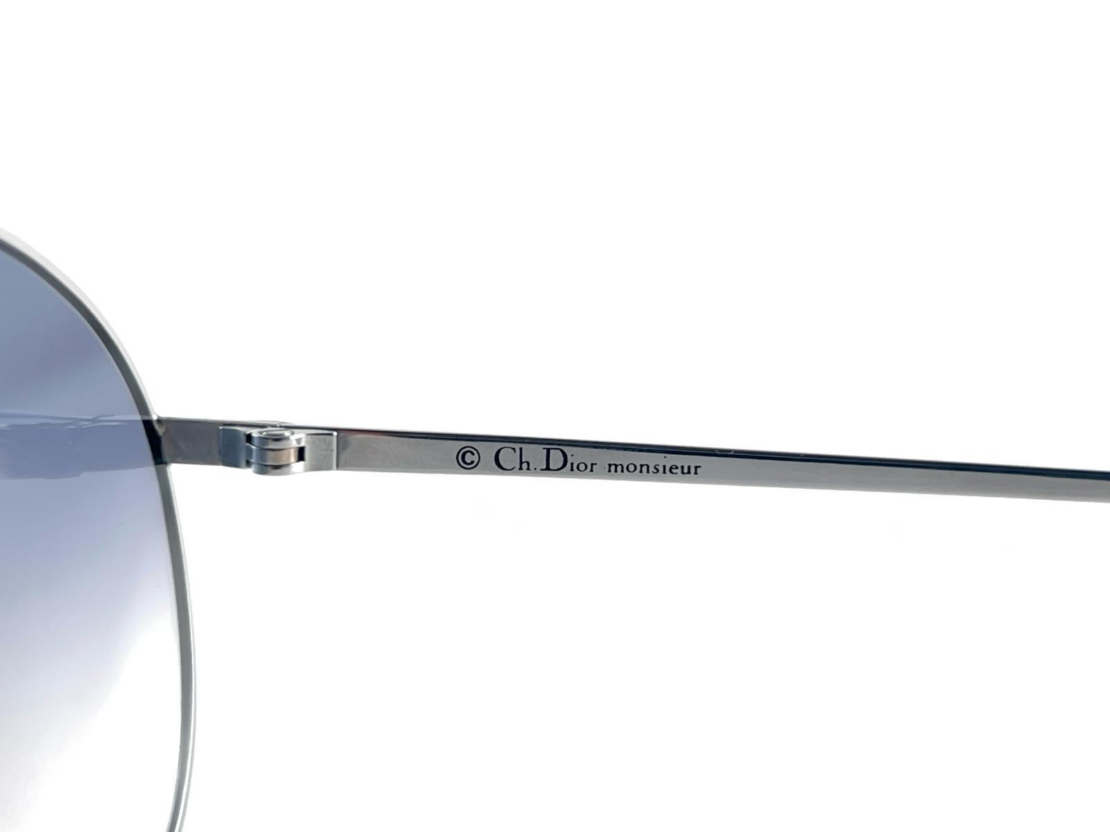 New Vintage Christian Dior Monsieur Aviator Silver Frame  Sunglasses 80s Austria For Sale 2