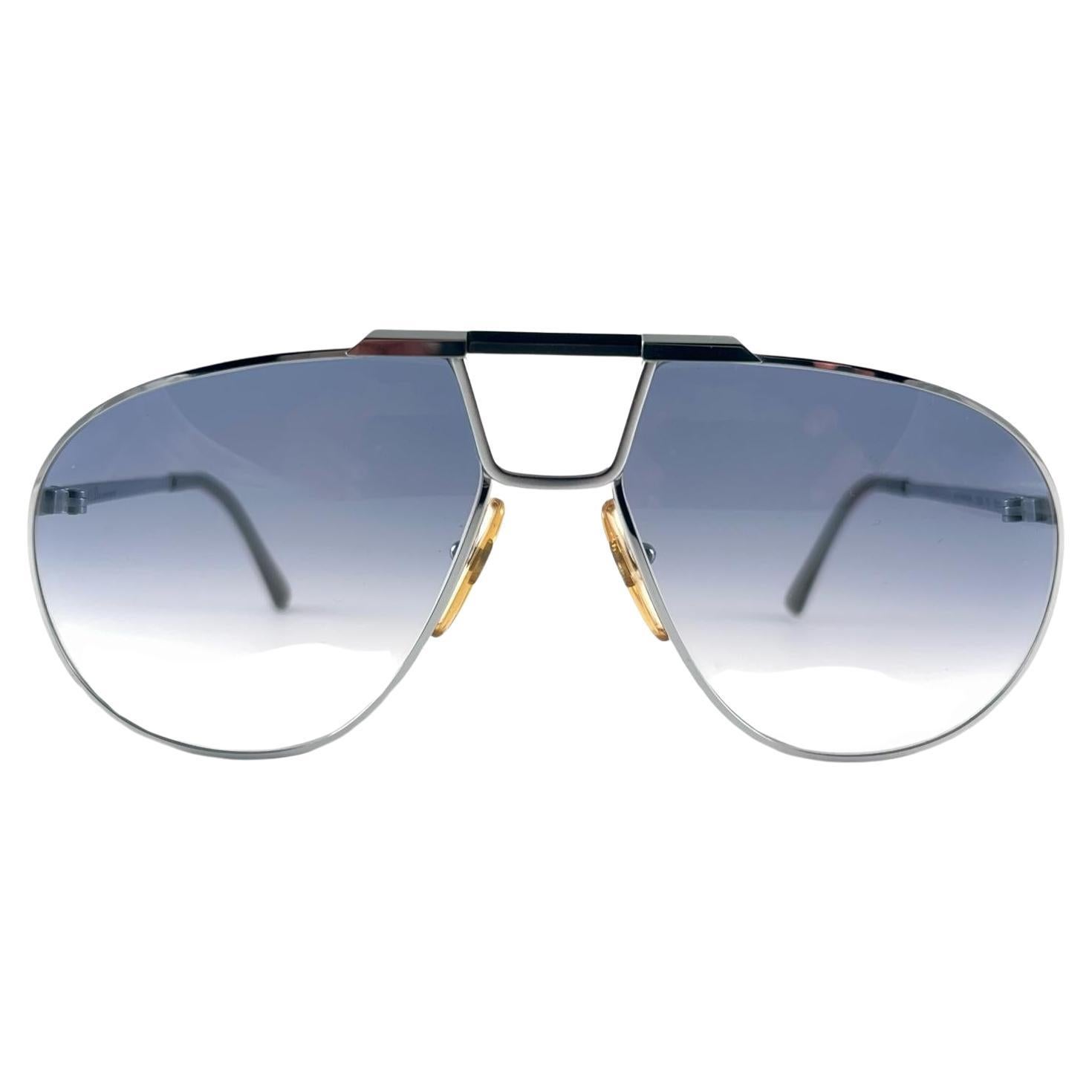 New Vintage Christian Dior Monsieur Aviator Silver Frame  Sunglasses 80s Austria For Sale