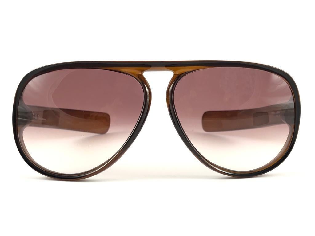 New Vintage Christian Dior Monsieur D60 J11 Dark Amber Aviator 1970 Sunglasses 2