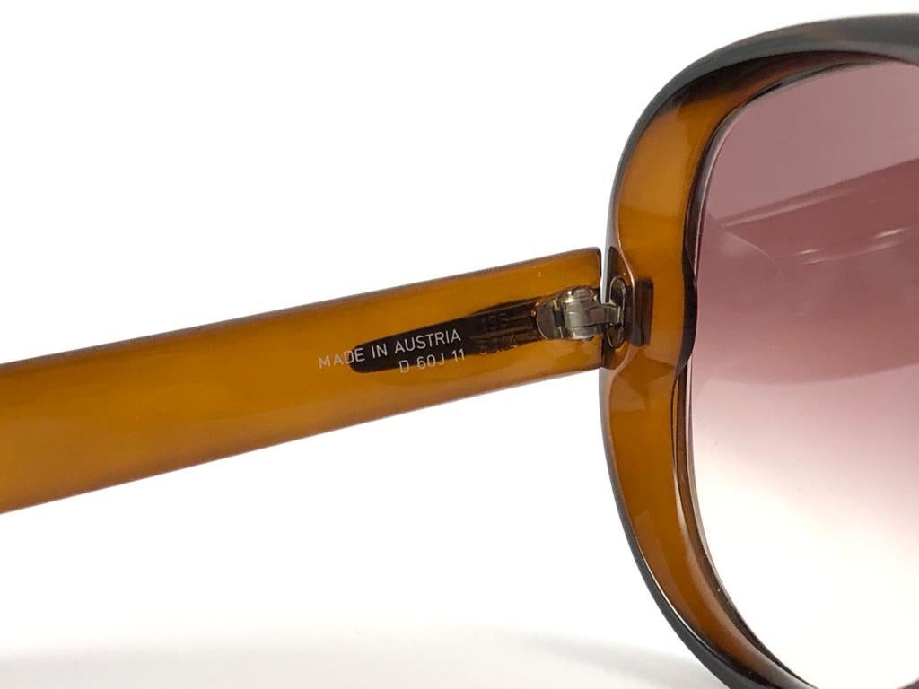Brown New Vintage Christian Dior Monsieur D60 J11 Dark Amber Aviator 1970 Sunglasses