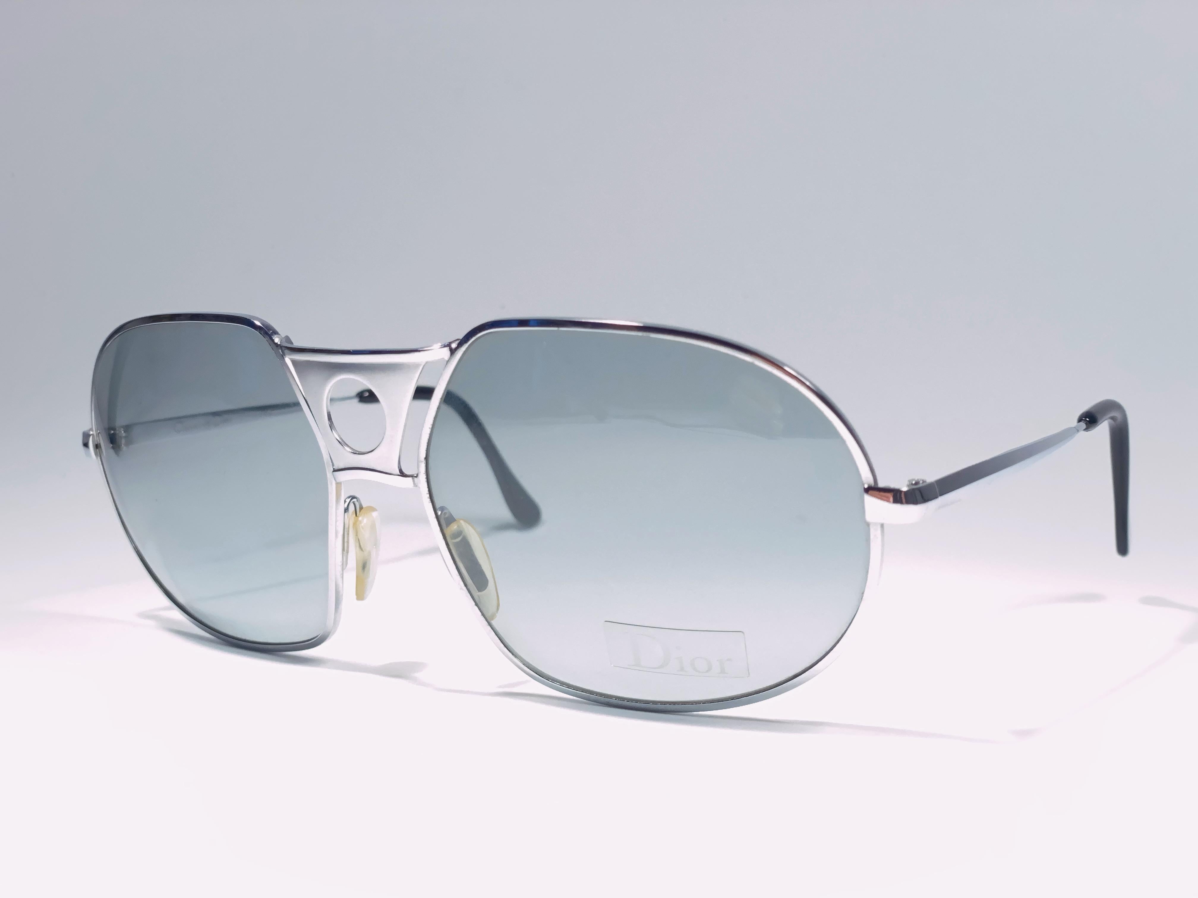 New Vintage Christian Dior Monsieur Oversized Silver Frame  Sunglasses In New Condition For Sale In Baleares, Baleares