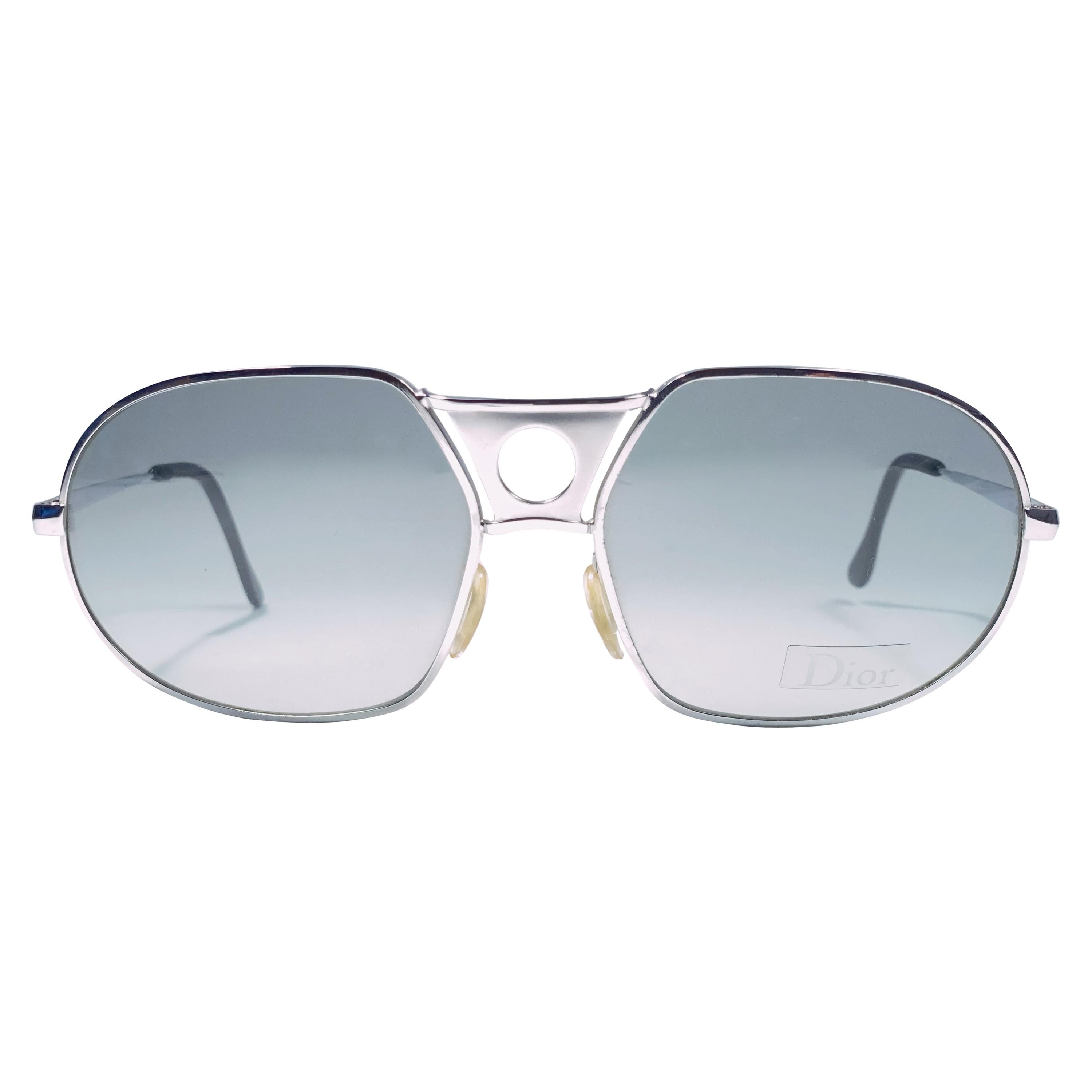 New Vintage Christian Dior Monsieur Oversized Silver Frame  Sunglasses  For Sale