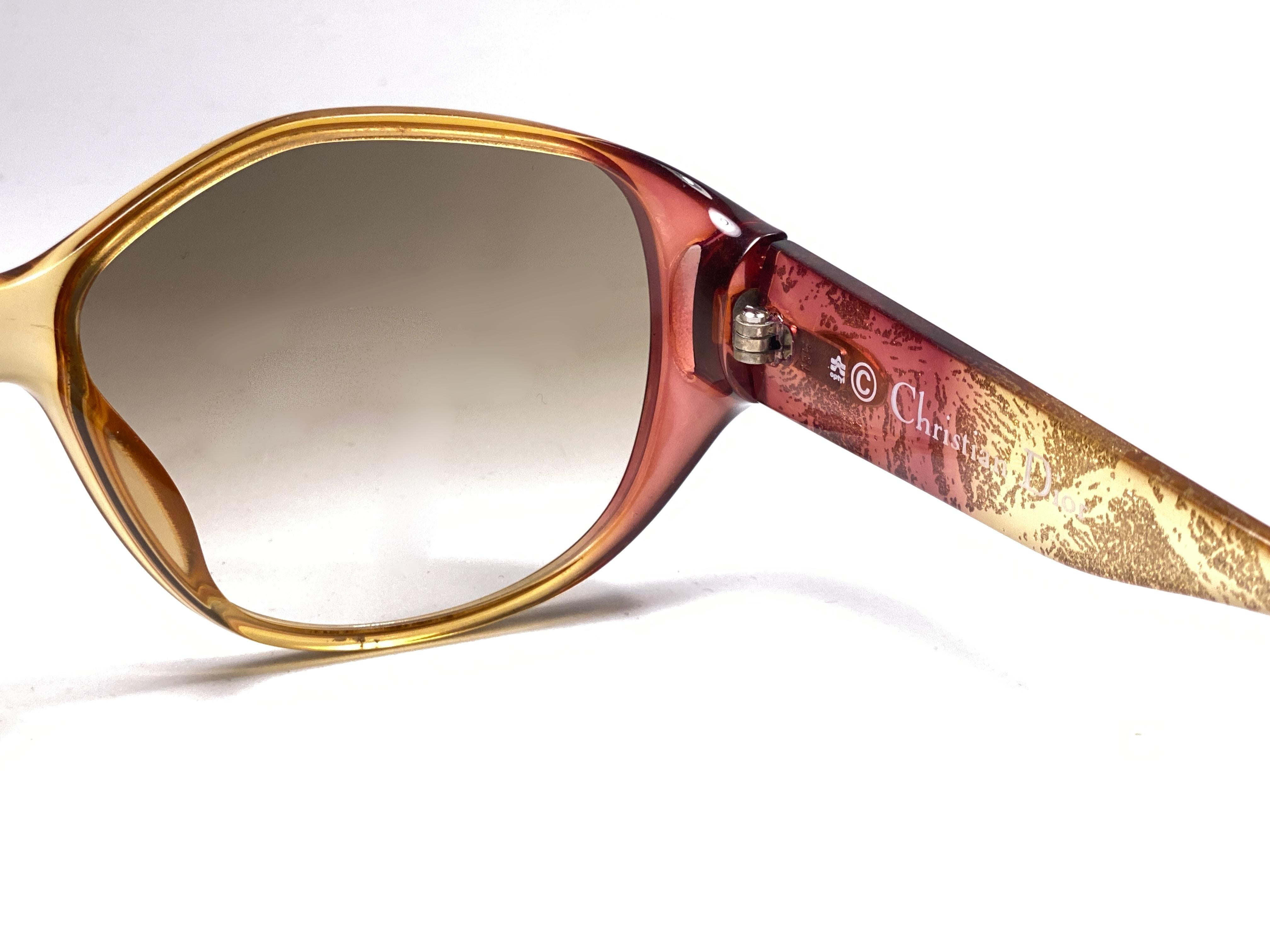 Beige New Vintage Christian Dior Tortoise 2491 Translucent Sunglasses 1990's Austria