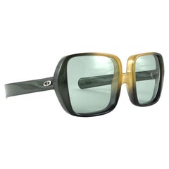 Neu Vintage Christian Dior Uber Übergroße zweifarbige grüne Optyl-Sonnenbrille in Übergröße, Vintage