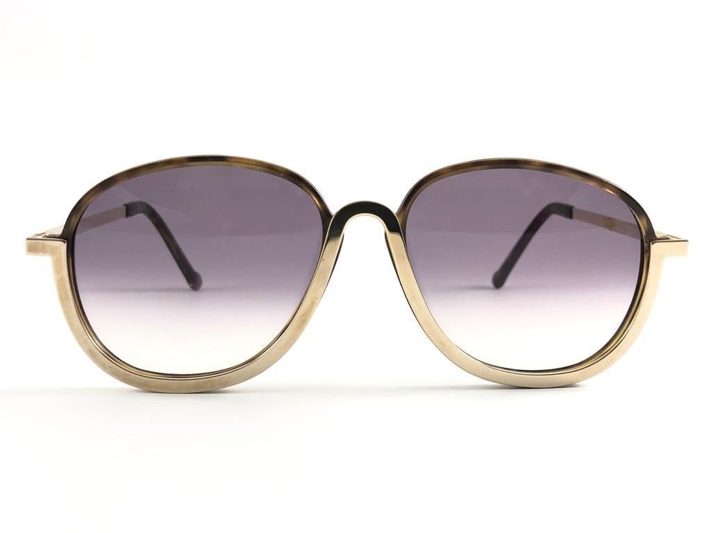 Gray New Vintage Christian Lacroix 7319 20Tortoise Gold Accent 1980 France Sunglasses For Sale