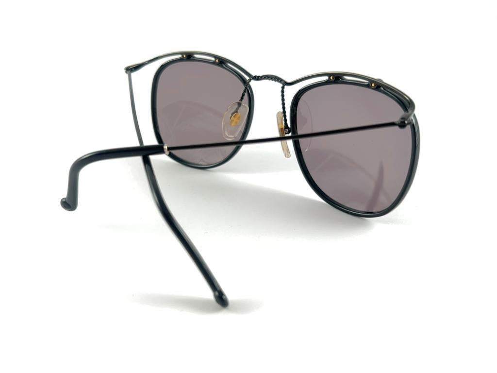 New Vintage Christian Lacroix 7372 Black Round 1980's France Sunglasses For Sale 5