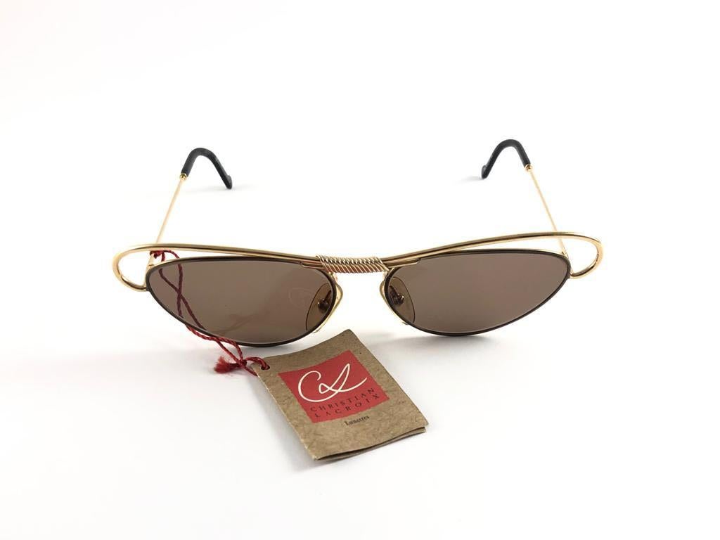 New Vintage Christian Lacroix Cat Eye Gold 7355 49 1980's France Sunglasses 3